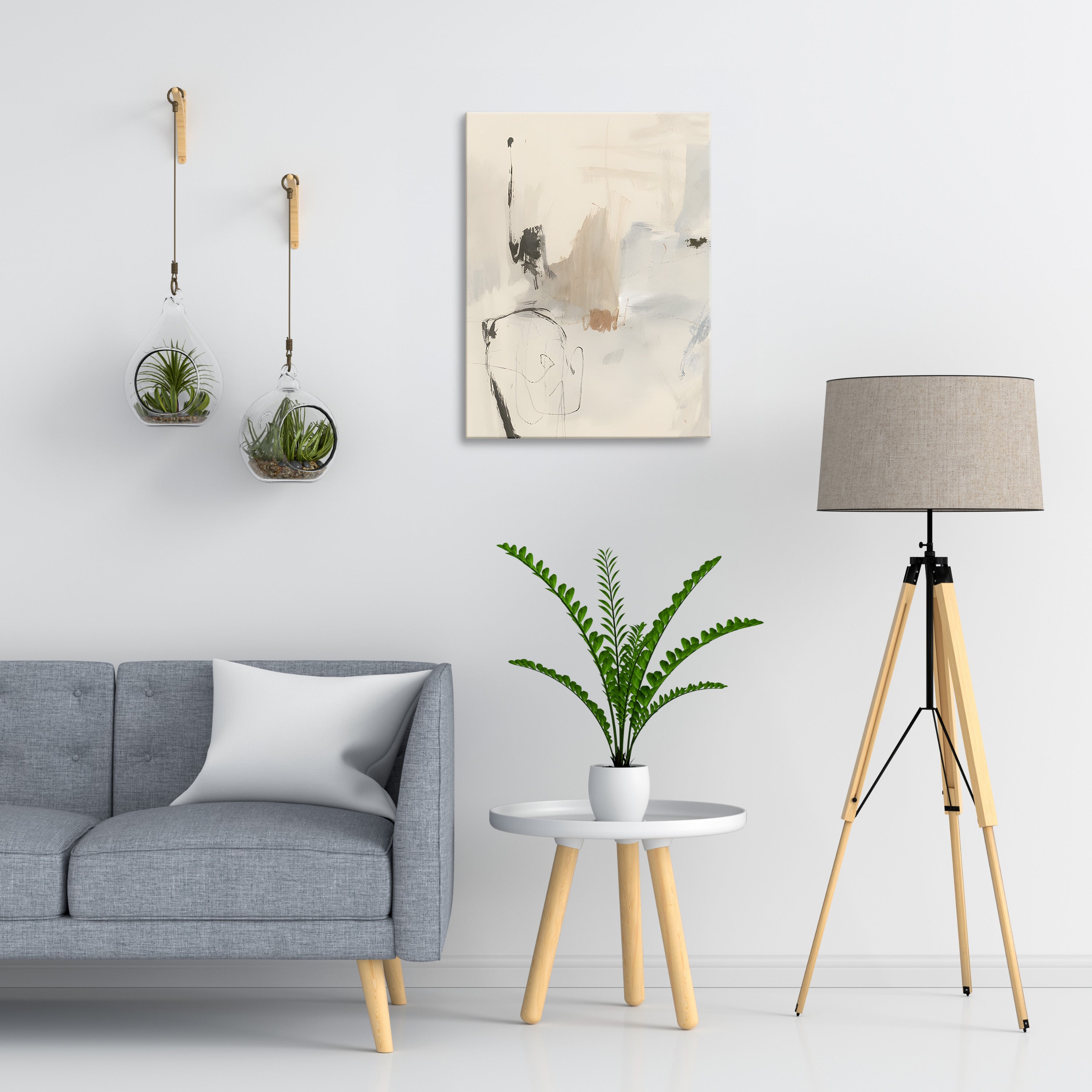 Oat and Slate  Abstract Wall Art