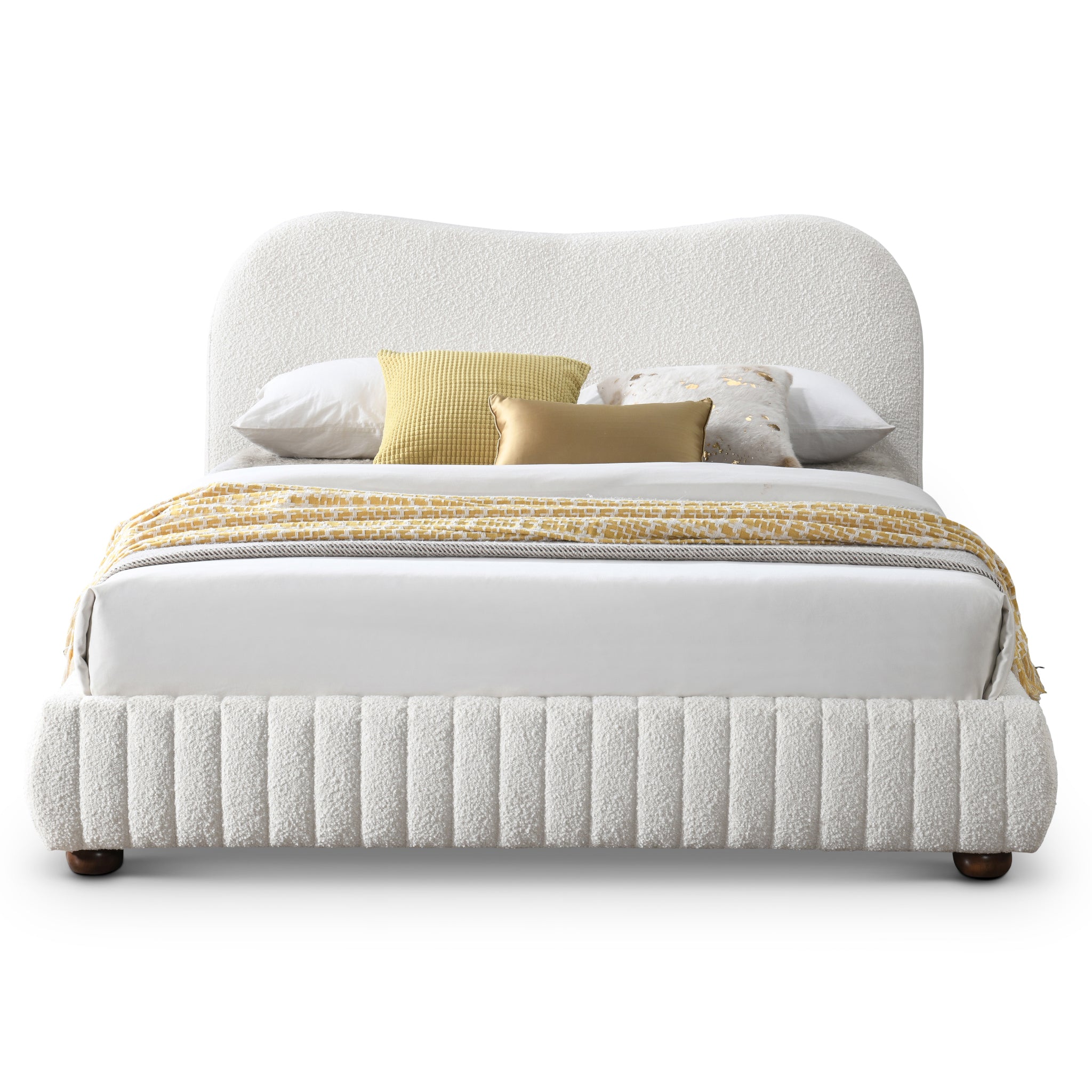 Nomad Cream Boucle Queen Bed - MidinMod