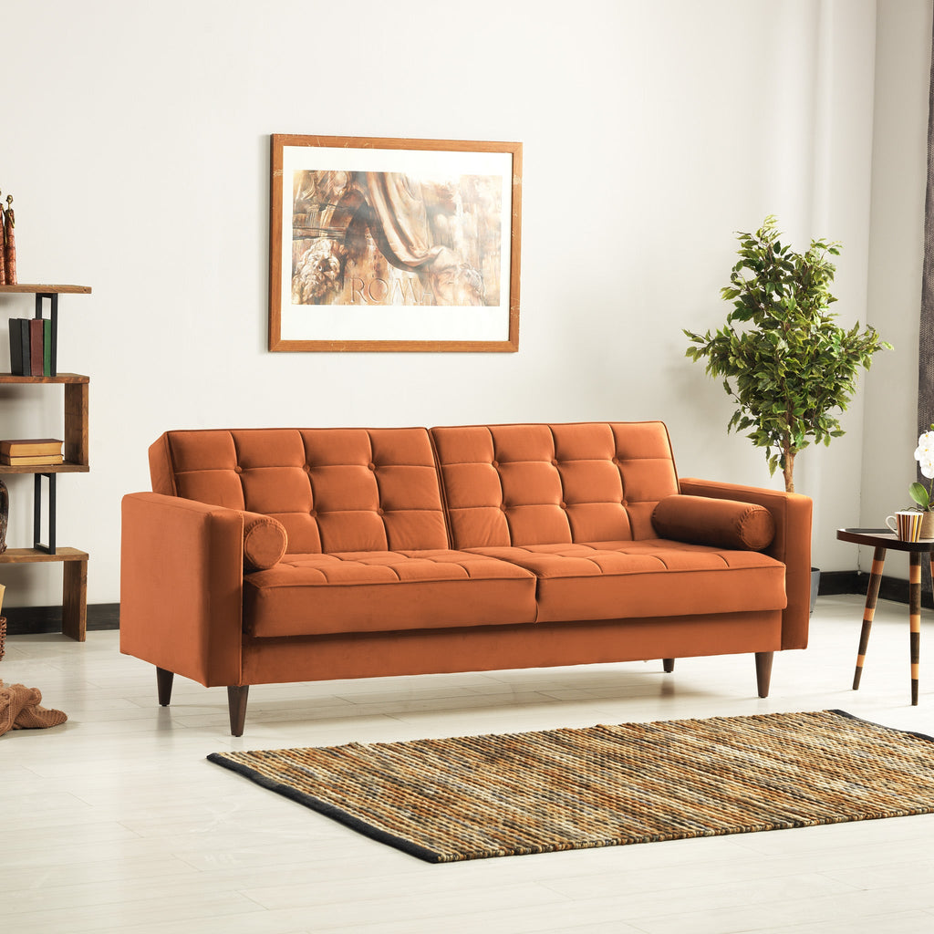 Bennet Burnt Orange Sleeper Sofa Mid