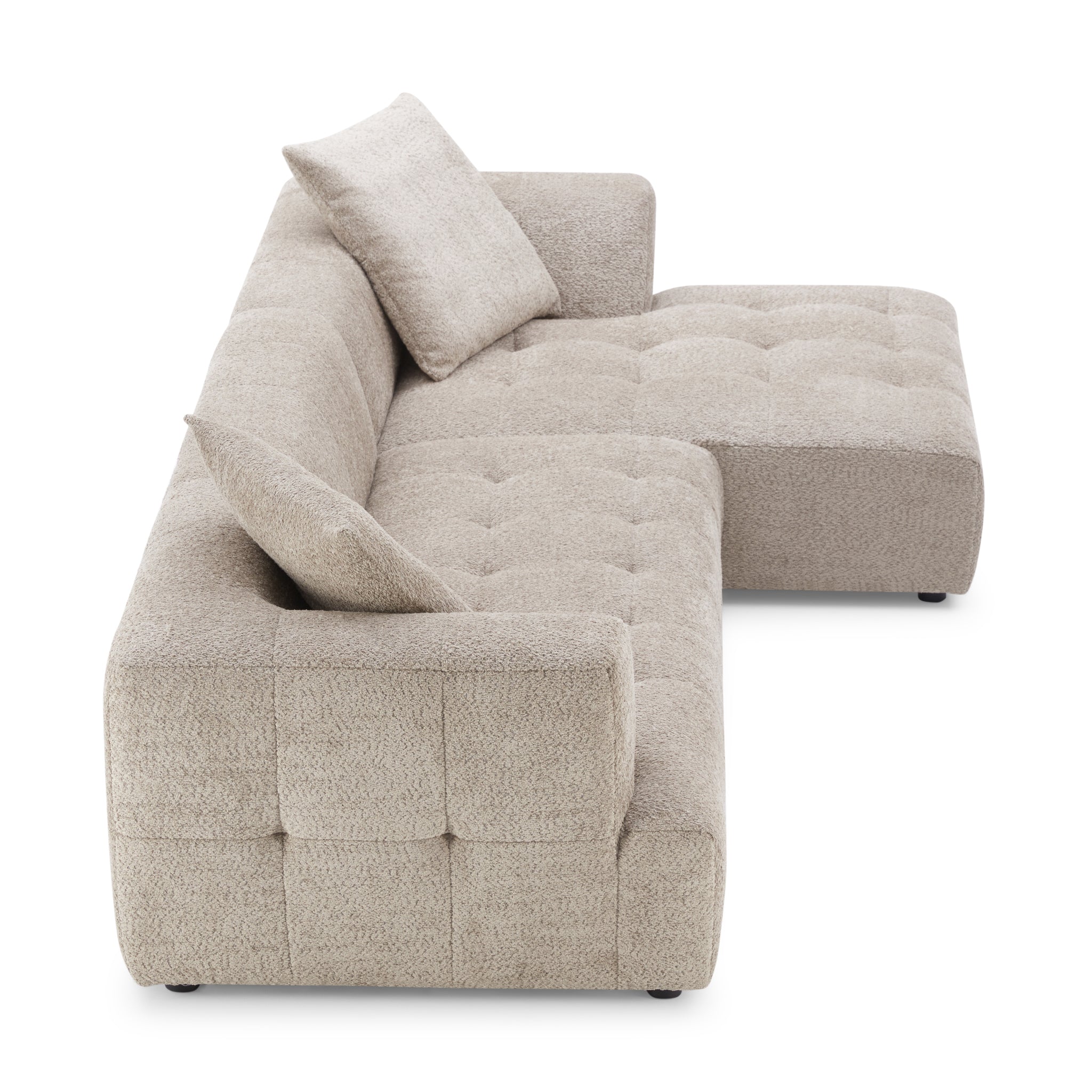 Wade Mocha Boucle L-Shaped Right Sectional Sofa - MidinMod