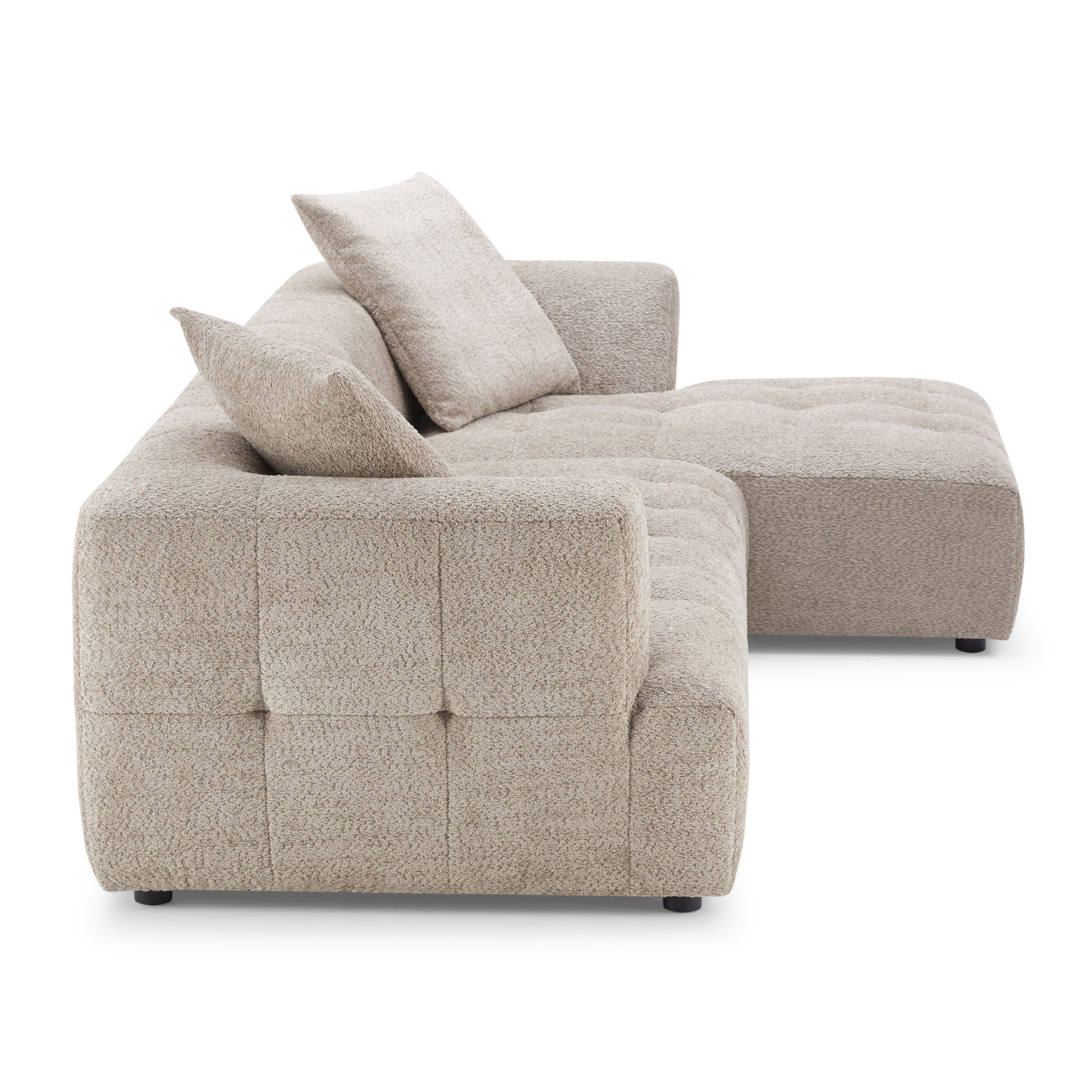 Wade Mocha Boucle L-Shaped Right Sectional Sofa - MidinMod