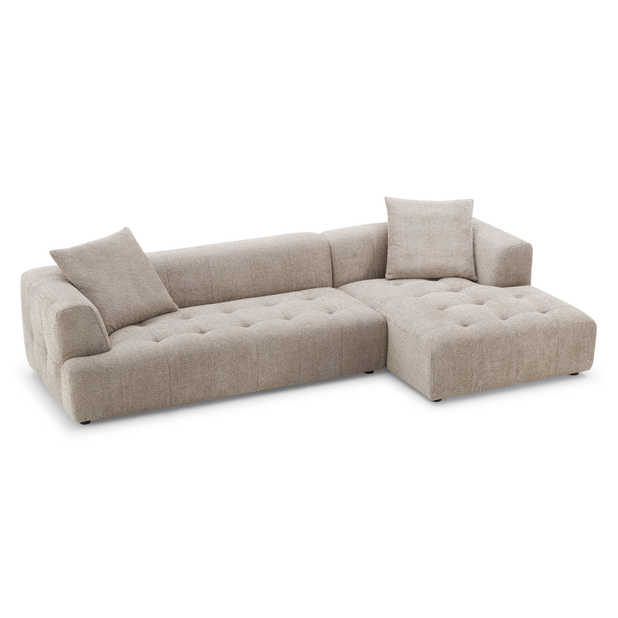 Wade Mocha Boucle L-Shaped Right Sectional Sofa - MidinMod