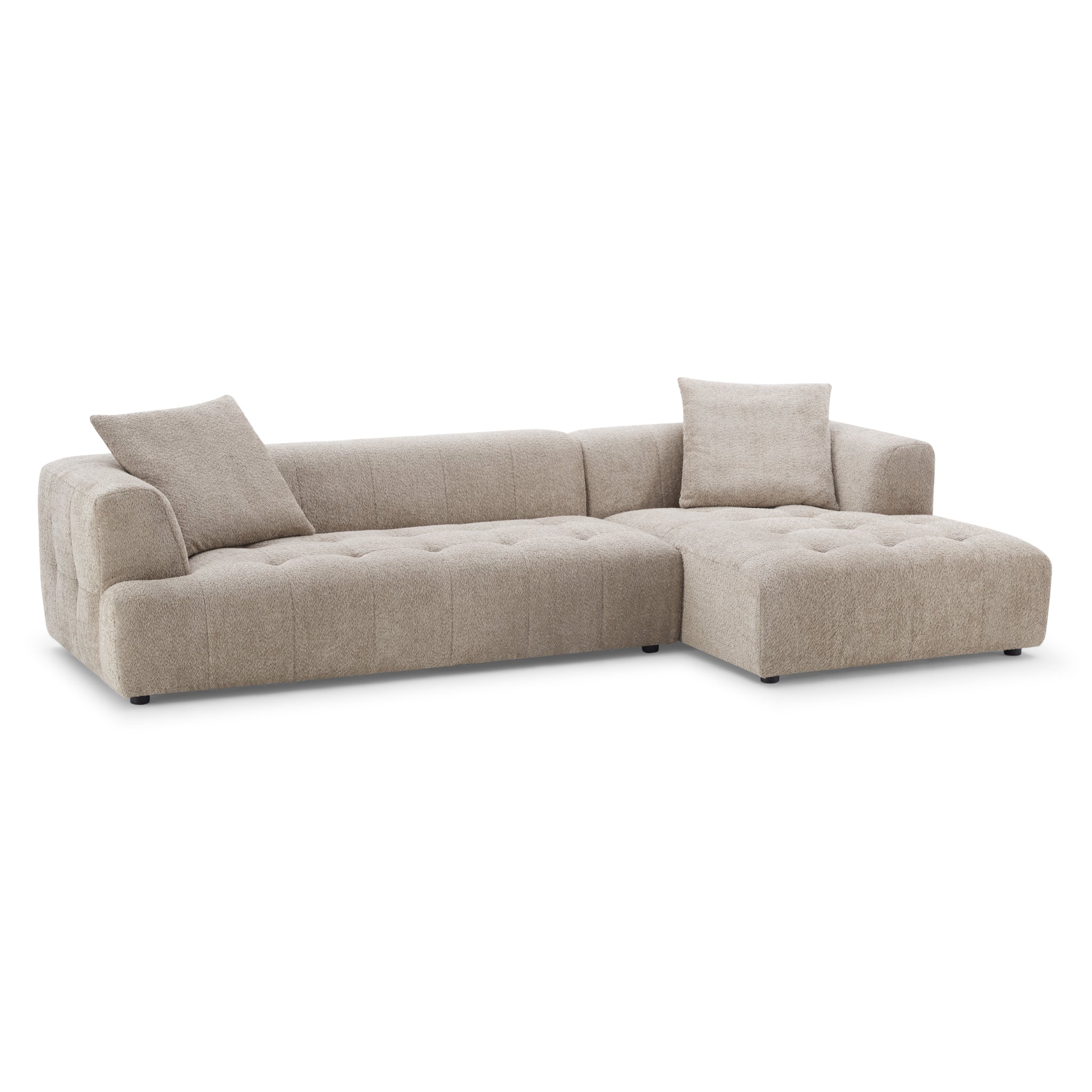 Wade Mocha Boucle L-Shaped Right Sectional Sofa - MidinMod