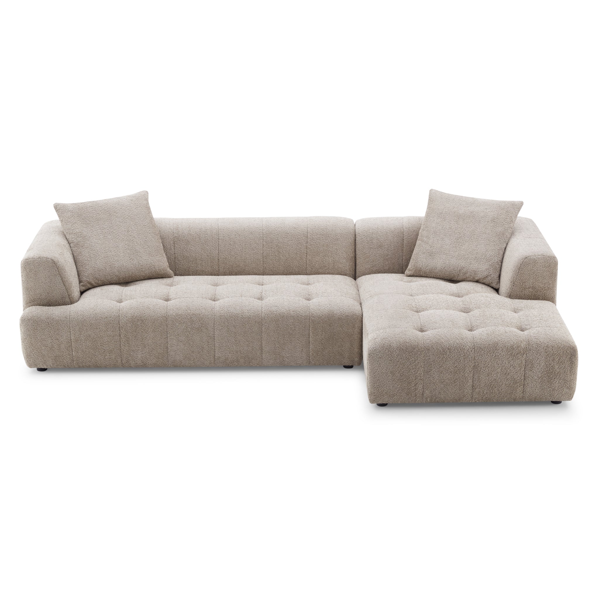 Wade Mocha Boucle L-Shaped Right Sectional Sofa - MidinMod