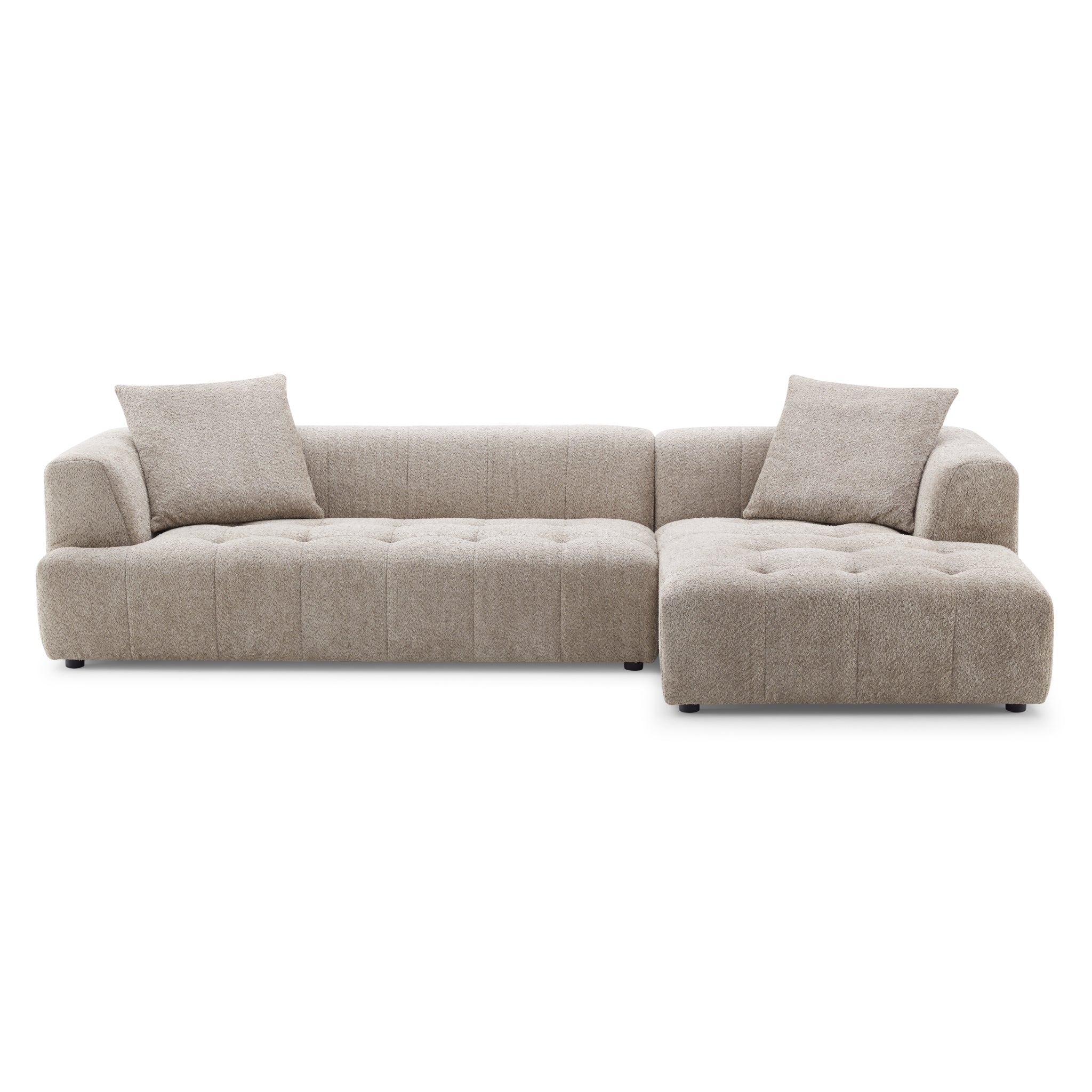 Wade Mocha Boucle L-Shaped Right Sectional Sofa - MidinMod