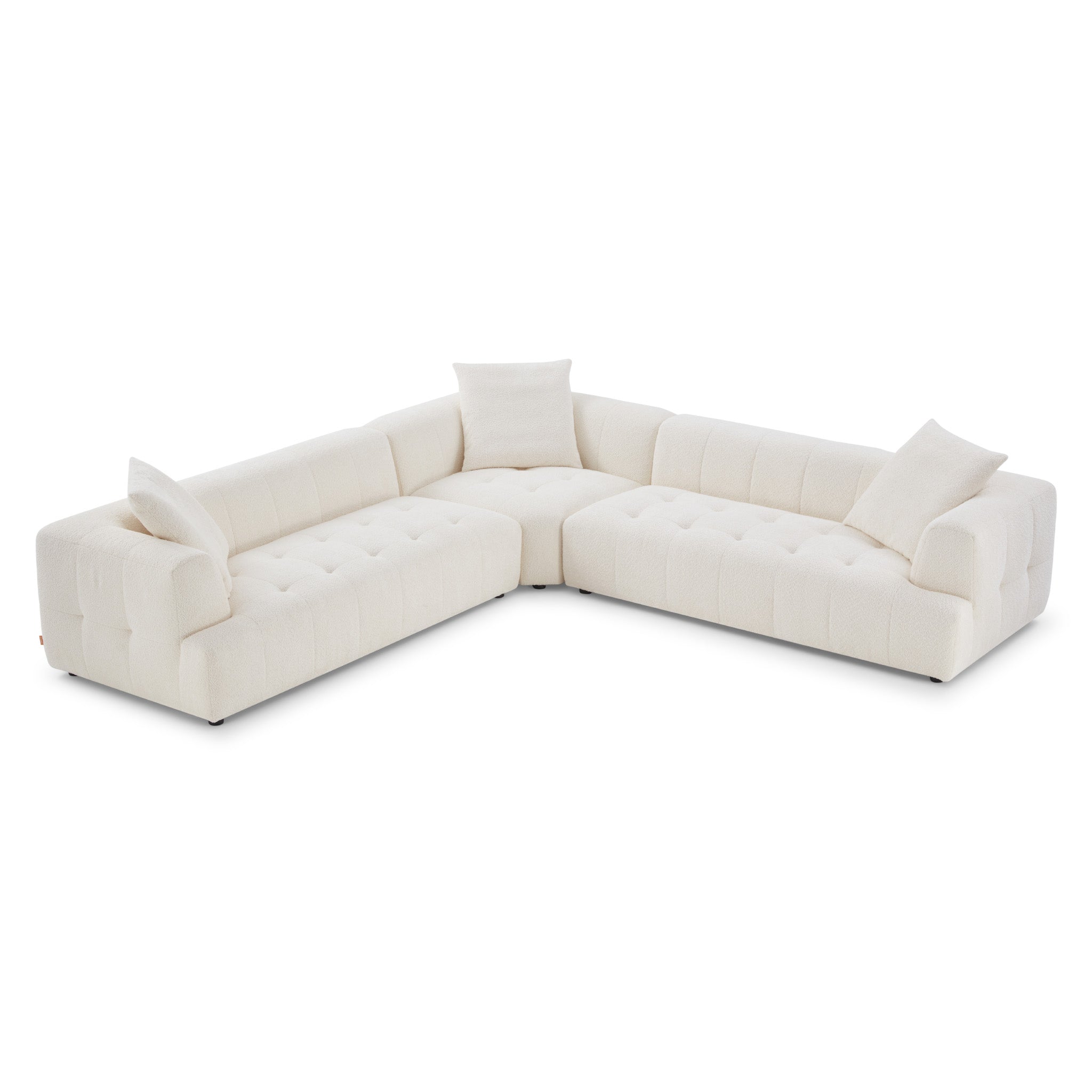 Wade Ivory Boucle Corner Sofa - MidinMod