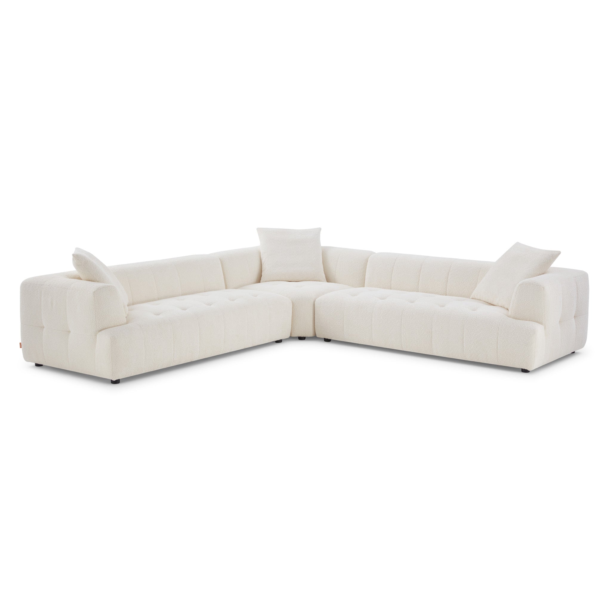 Wade Ivory Boucle Corner Sofa - MidinMod