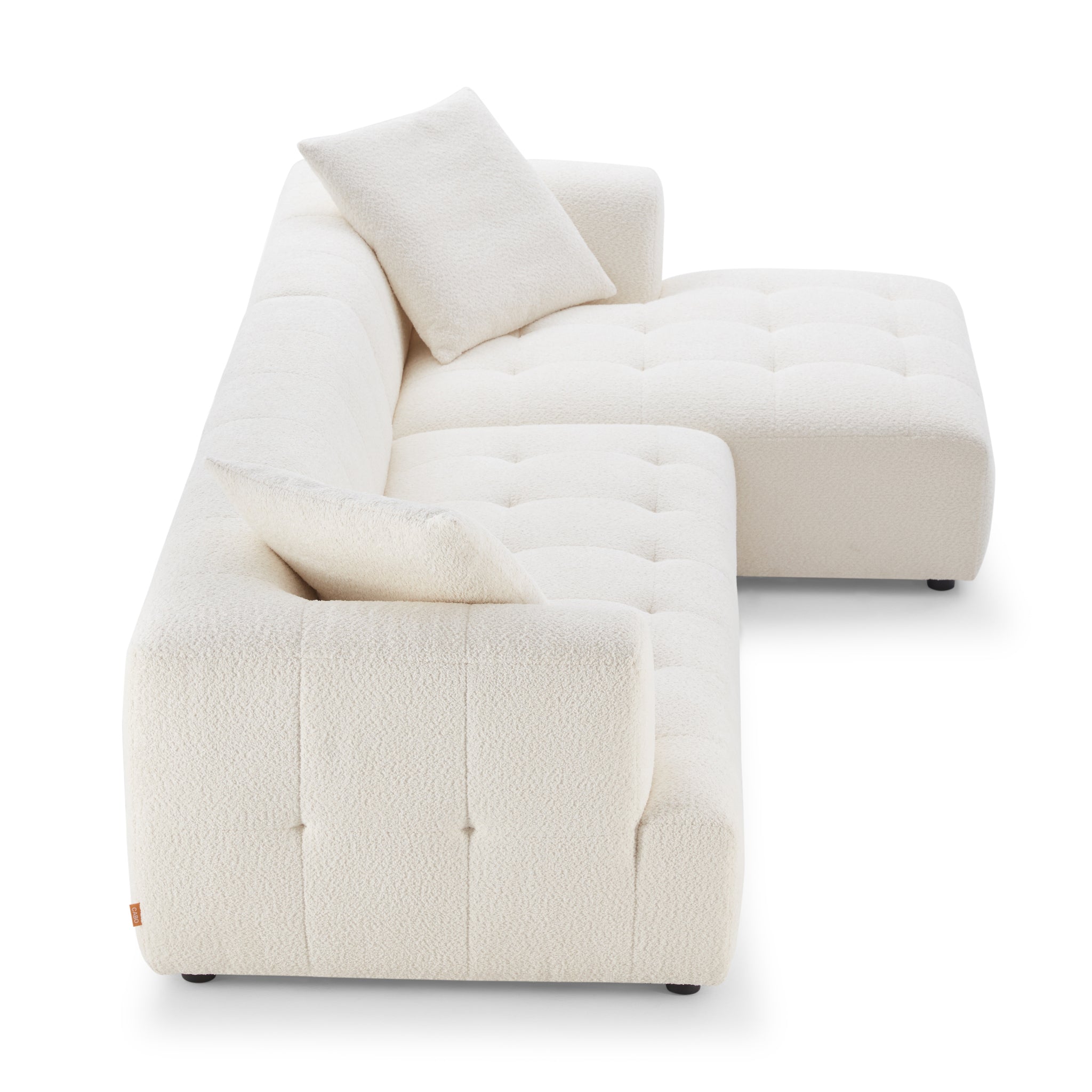 Wade Ivory Boucle Right Facing Chaise Sectional Sofa - MidinMod