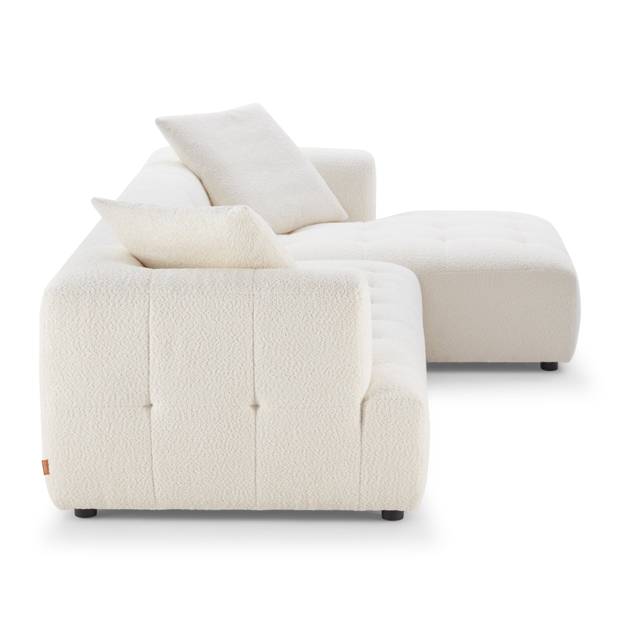 Wade Ivory Boucle Right Facing Chaise Sectional Sofa - MidinMod