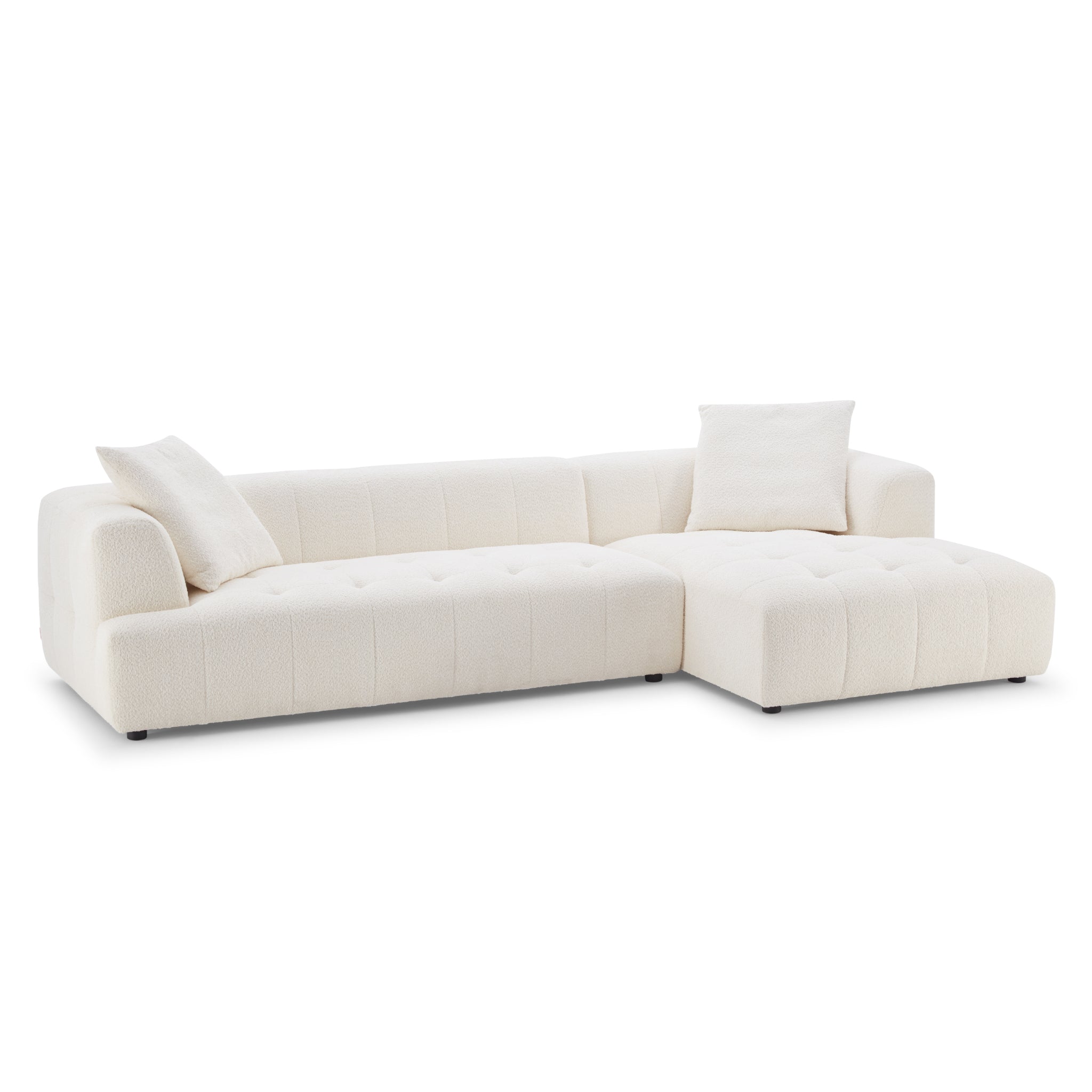 Wade Ivory Boucle Right Facing Chaise Sectional Sofa - MidinMod