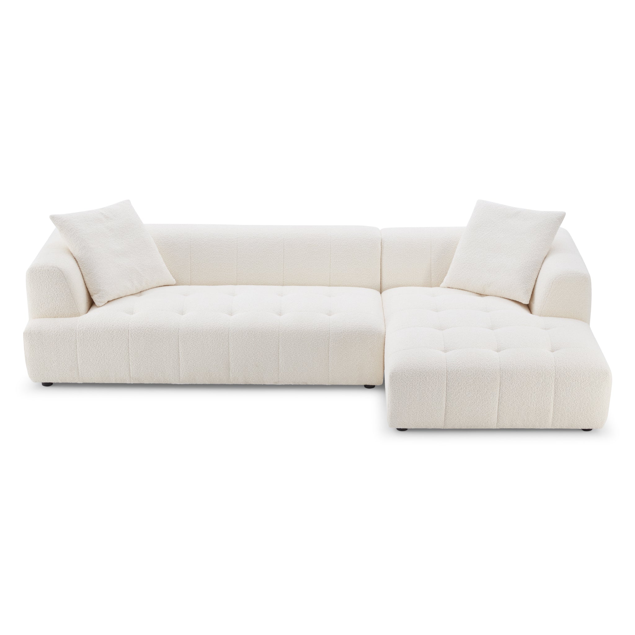 Wade Ivory Boucle Right Facing Chaise Sectional Sofa - MidinMod