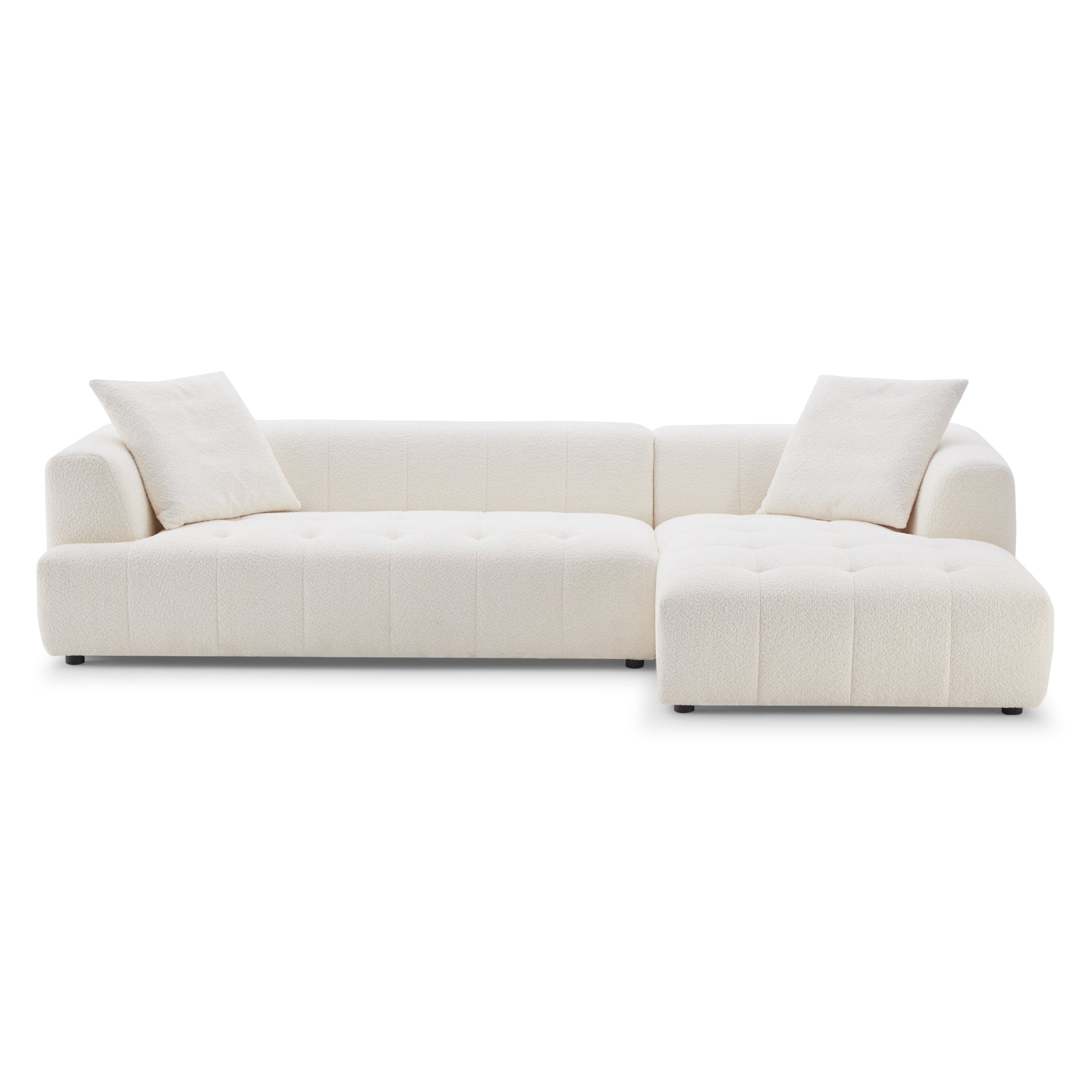 Wade Ivory Boucle Right Facing Chaise Sectional Sofa - MidinMod