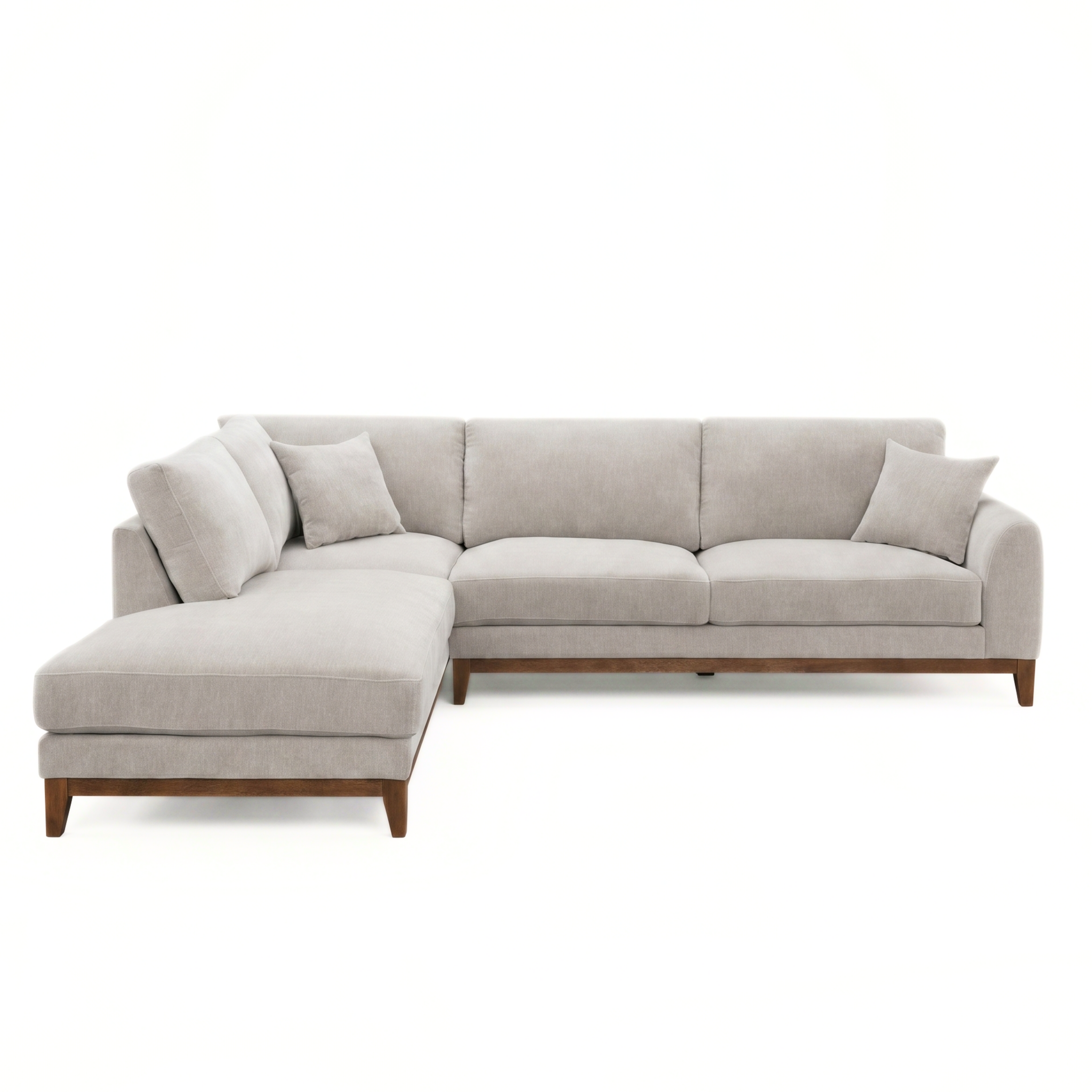 Watton Contemporary Light Gray Chenille 114-Inch Left Sectional Sofa