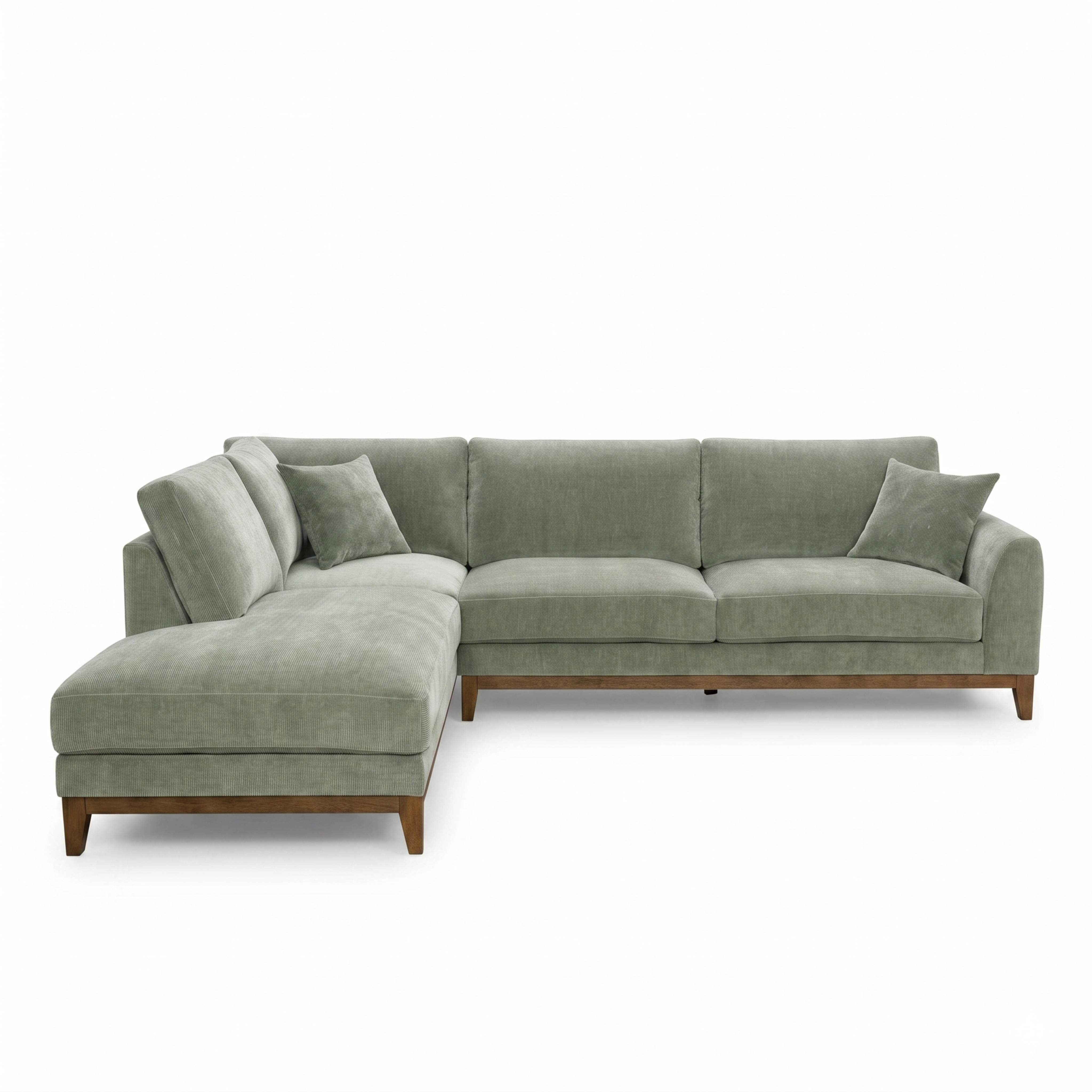 Watton Contemporary Olive Green Chenille 114-Inch Left Sectional Sofa