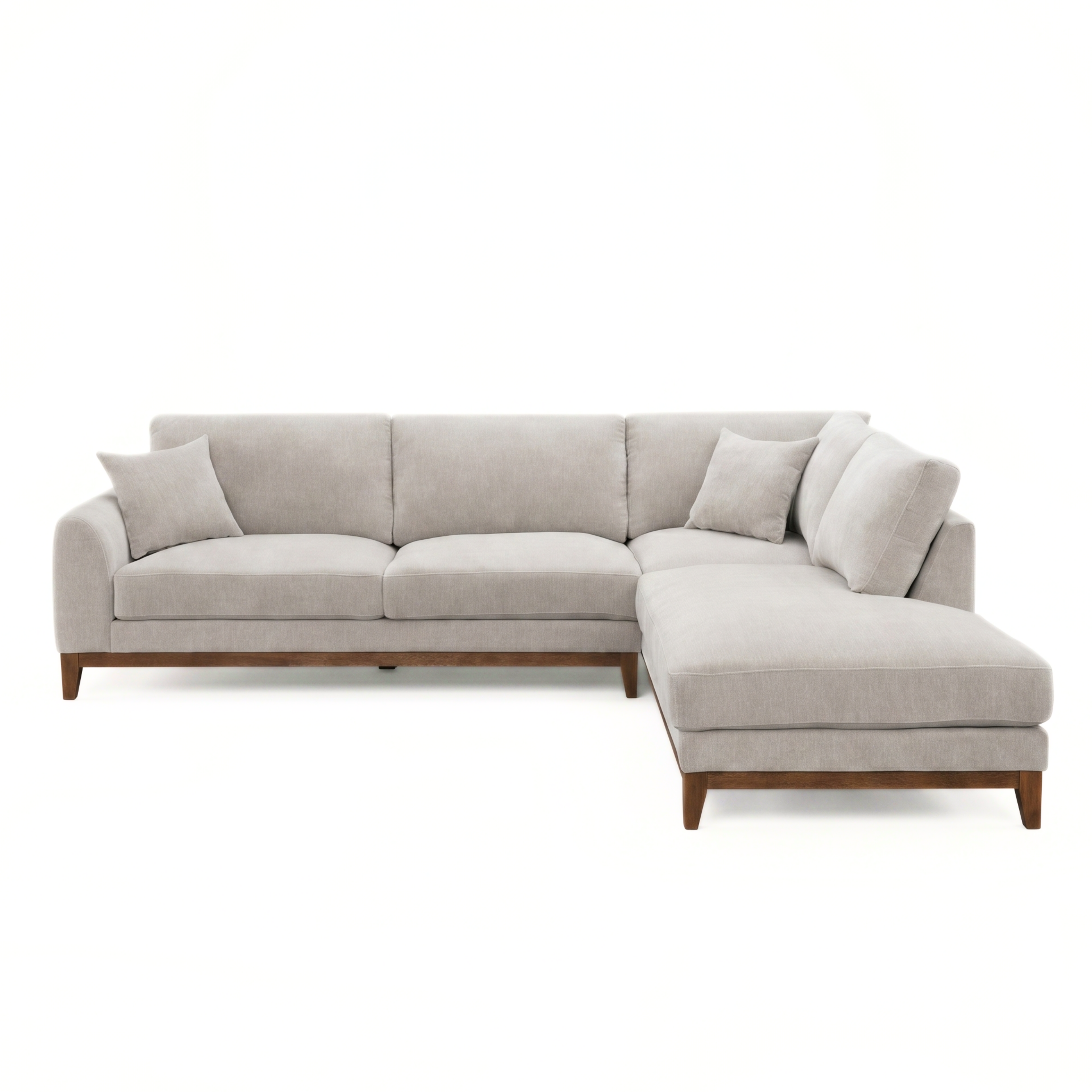 Watton Light Gray Sectional | Contemporary Solid Wood Chenille Sectional Sofa | MidinMod