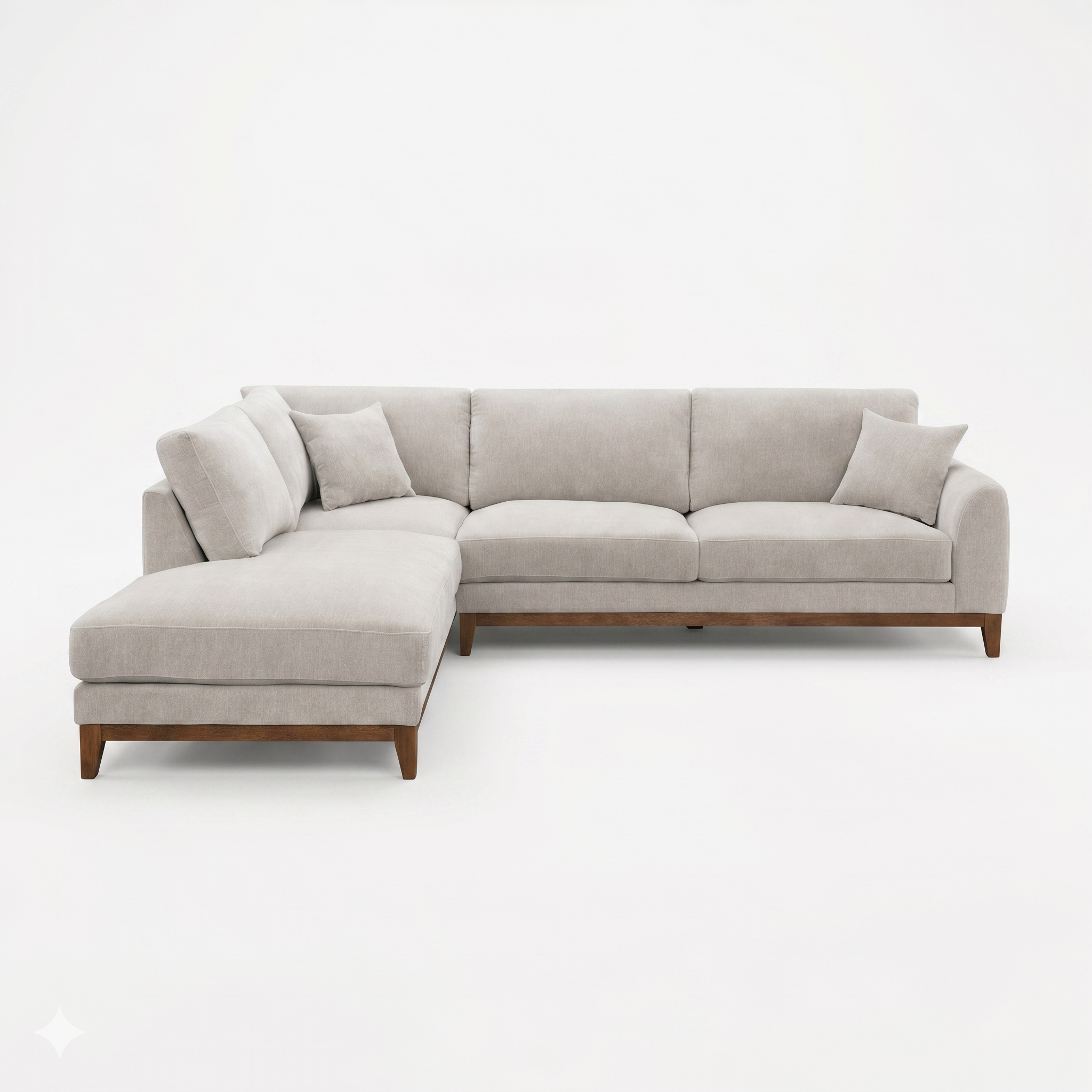 Watton Light Gray Sectional | Contemporary Solid Wood Chenille Sectional Sofa | MidinMod