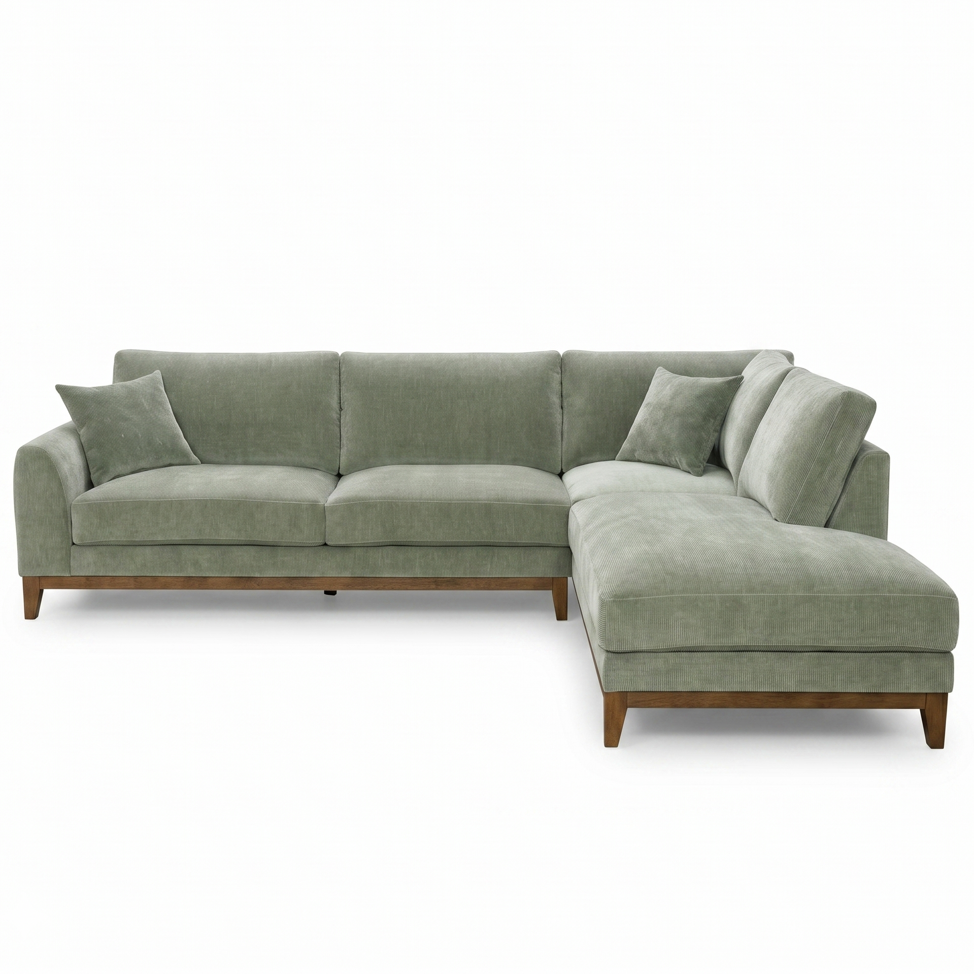 Watton Olive Green Sectional | Contemporary Solid Wood Chenille Sectional Sofa | MidinMod