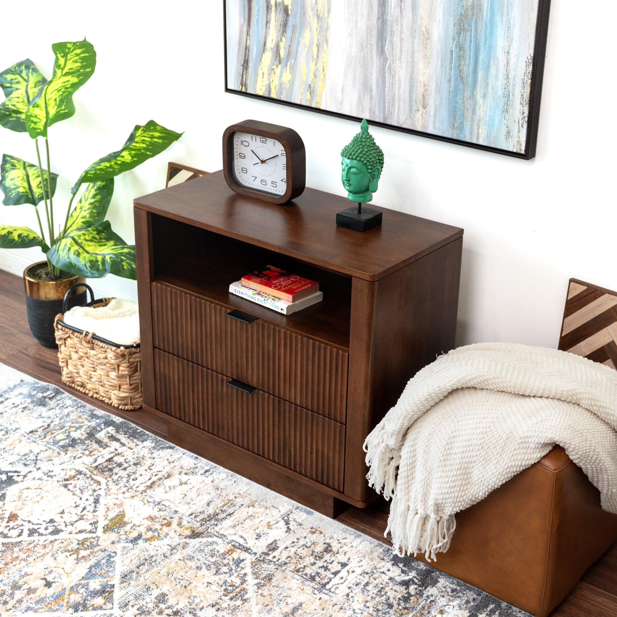 Webster 2 Drawers Nightstand Walnut - MidinMod