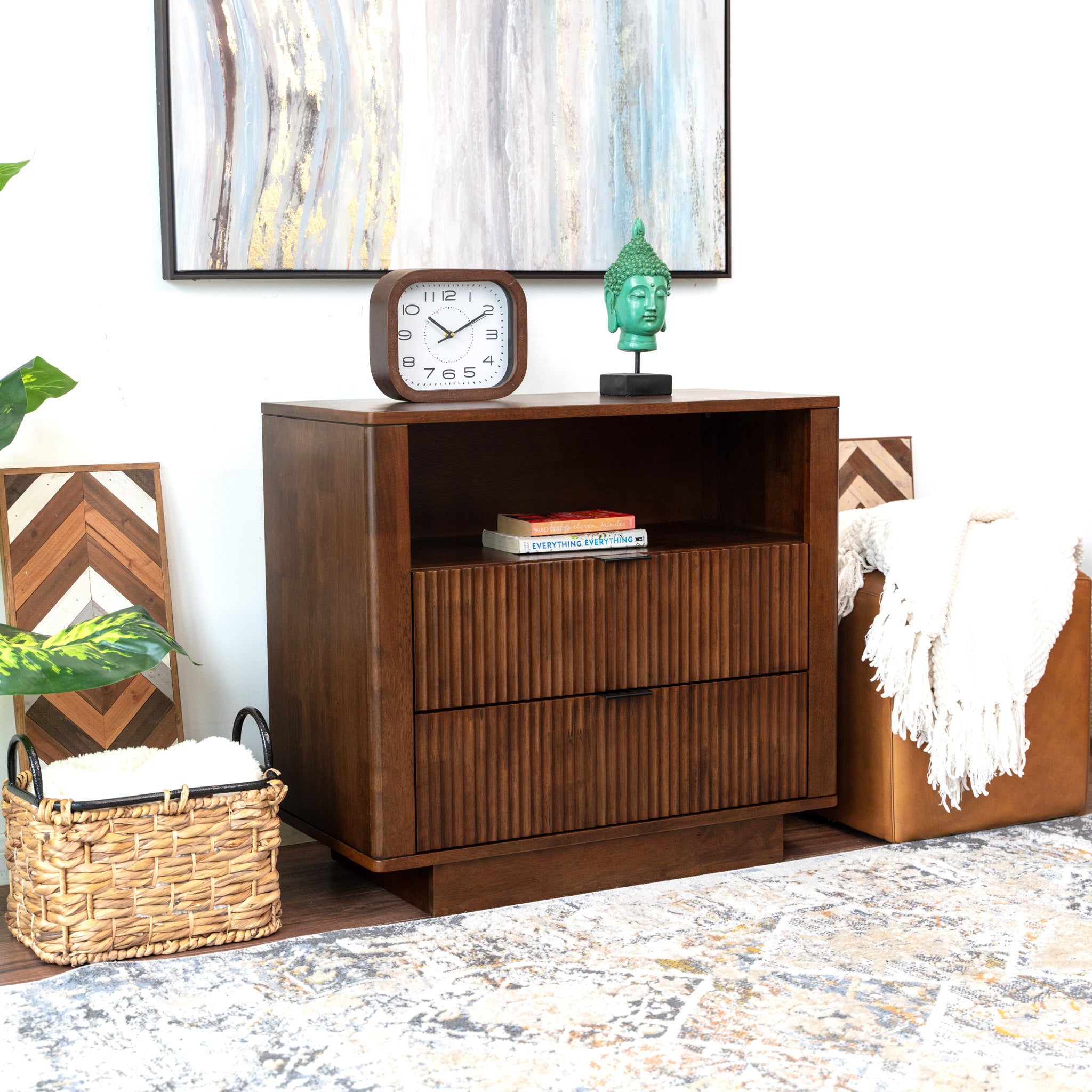 Webster 2 Drawers Nightstand Walnut - MidinMod