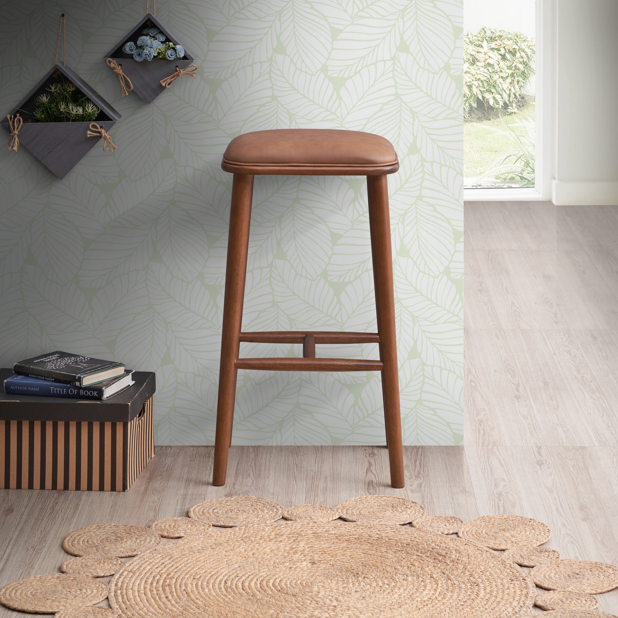 Westbury Tan Leather Bar Stool - MidinMod