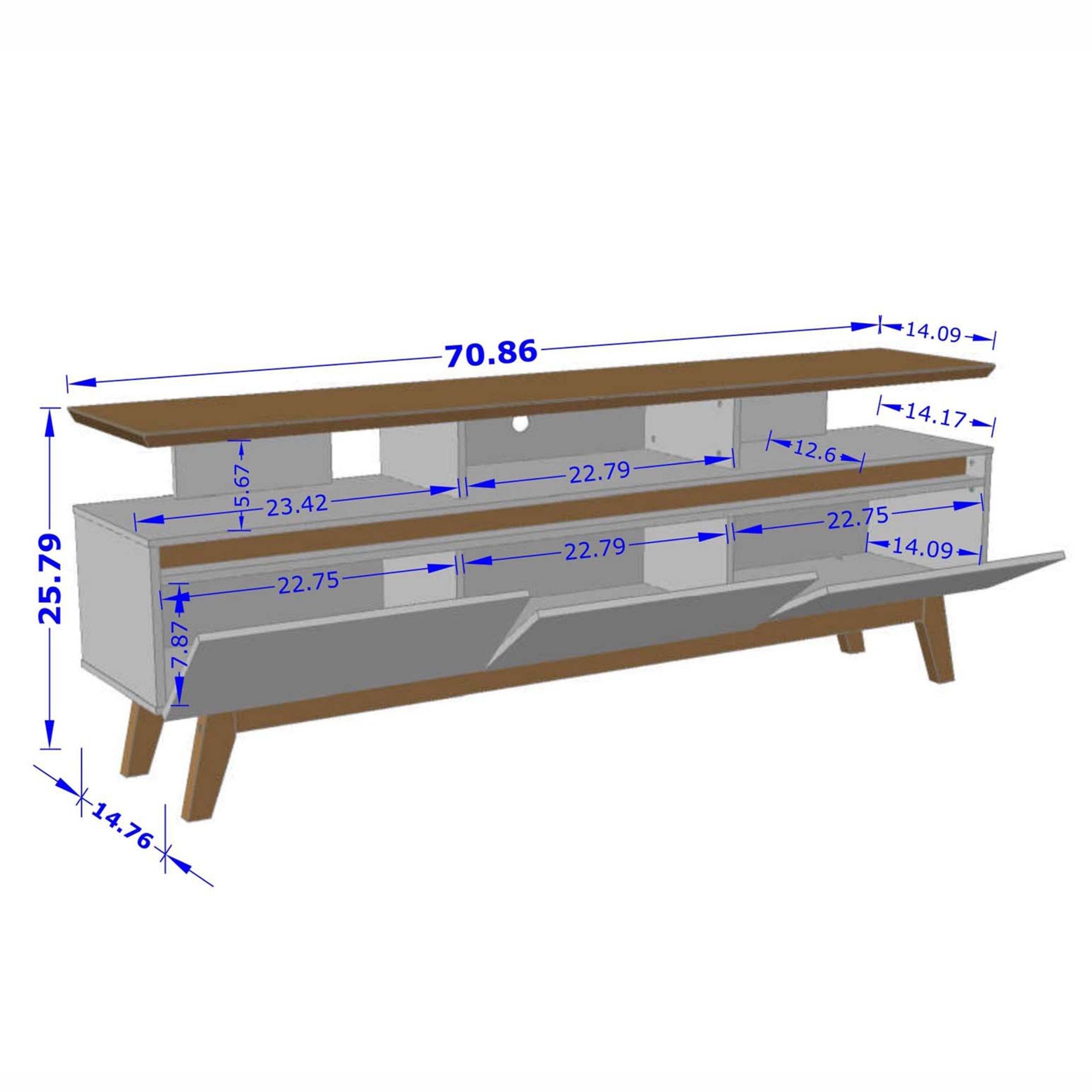 Yonkers Modern 70.86" White Solid Wood TV Stand | Streamlined Media Console | MidinMod