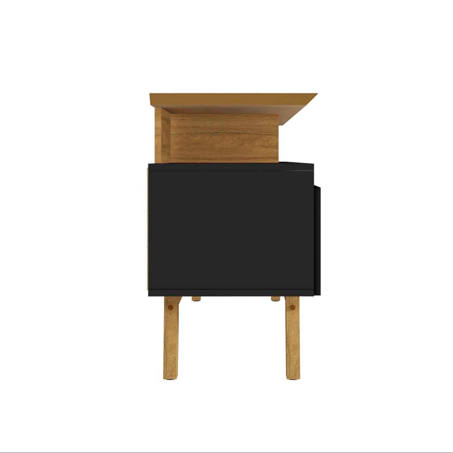 Yonkers Modern Black Solid Wood TV Stand | Streamlined Media Console | MidinMod