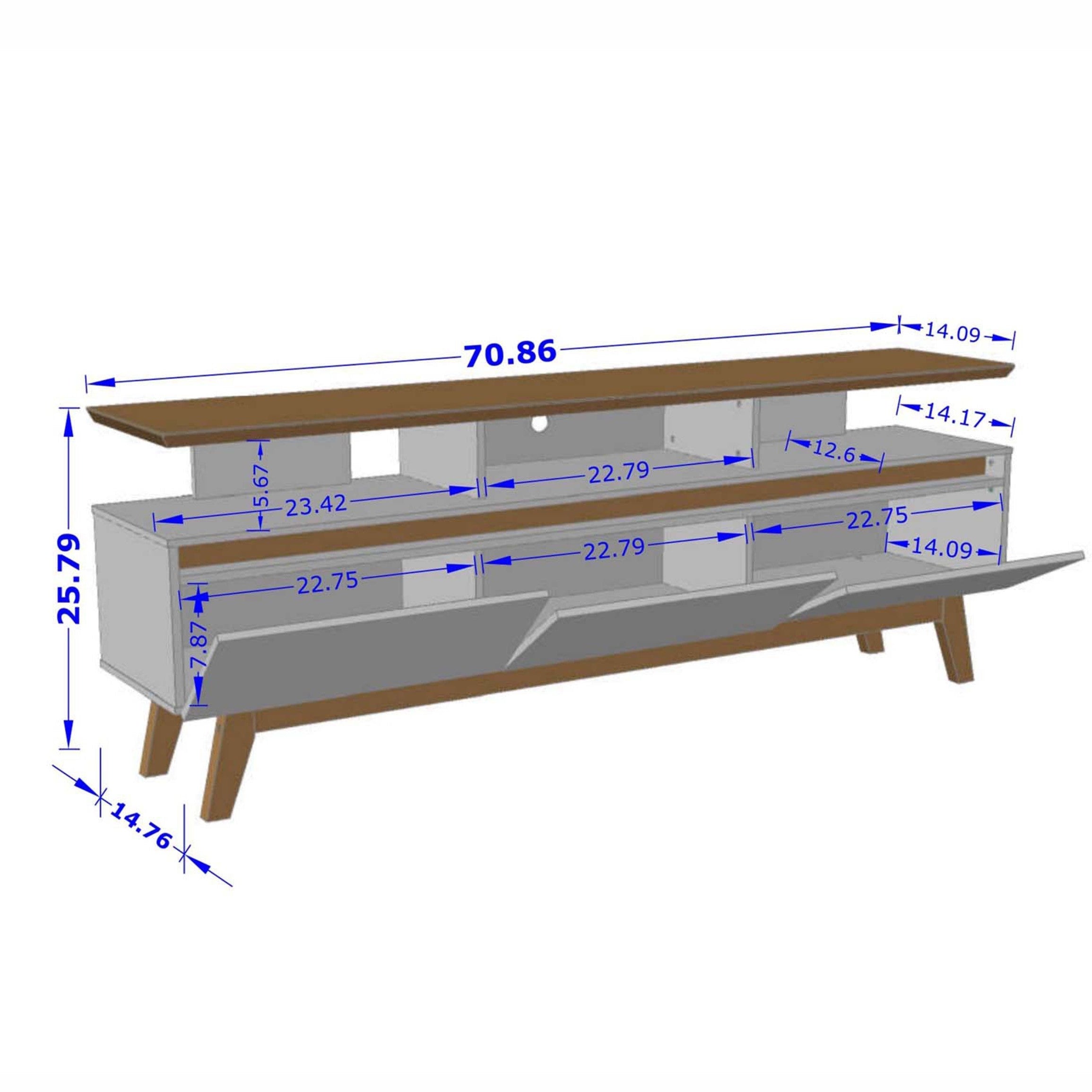 Yonkers Modern Off White Solid Wood TV Stand | Streamlined Media Console | MidinMod