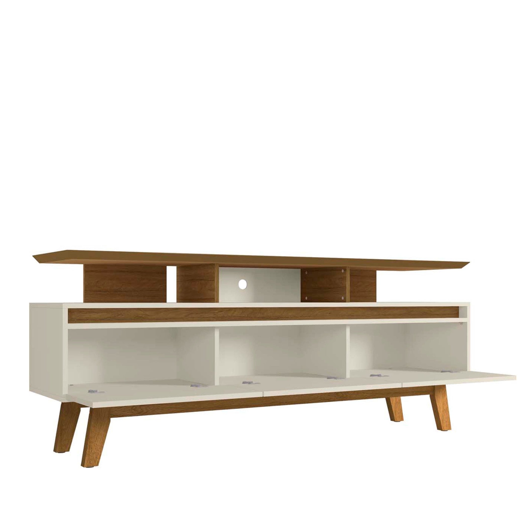 Yonkers Modern Off White Solid Wood TV Stand | Streamlined Media Console | MidinMod