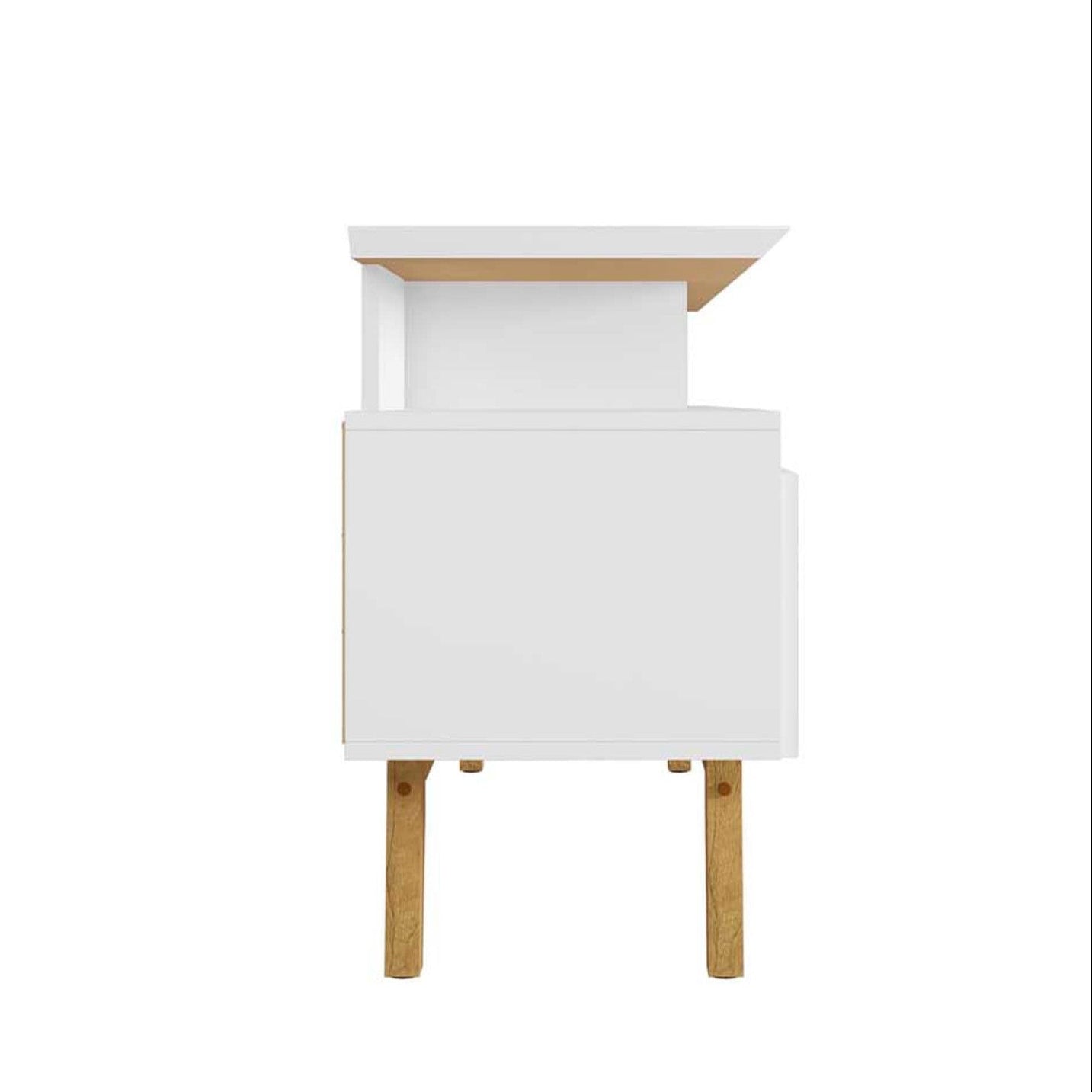 Yonkers Modern White Solid Wood TV Stand | Streamlined Media Console | MidinMod