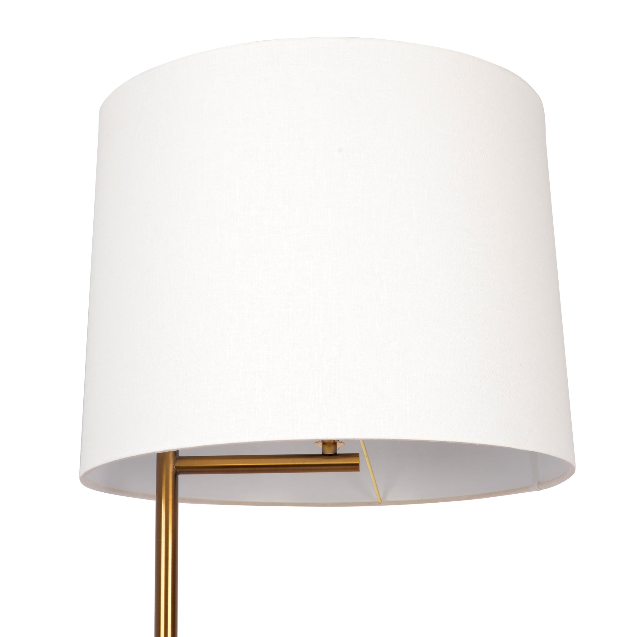 Zenith Offset Brass Base Floor Lamp with Drum-shaped Linen Shade - MidinMod