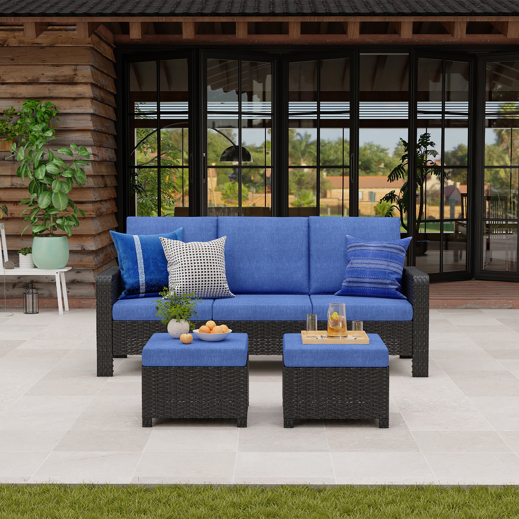 Woven Outdoor Sofa Rattan Frame