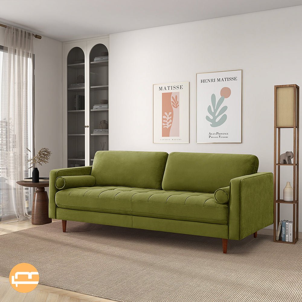 Daphne Pistachio Green Velvet Sofa - MidinMod