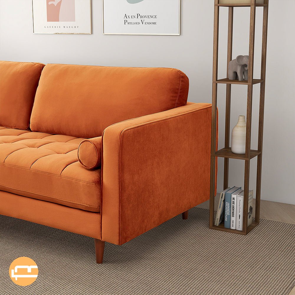 Daphne Burnt Orange Velvet Modern Sofa - MidinMod