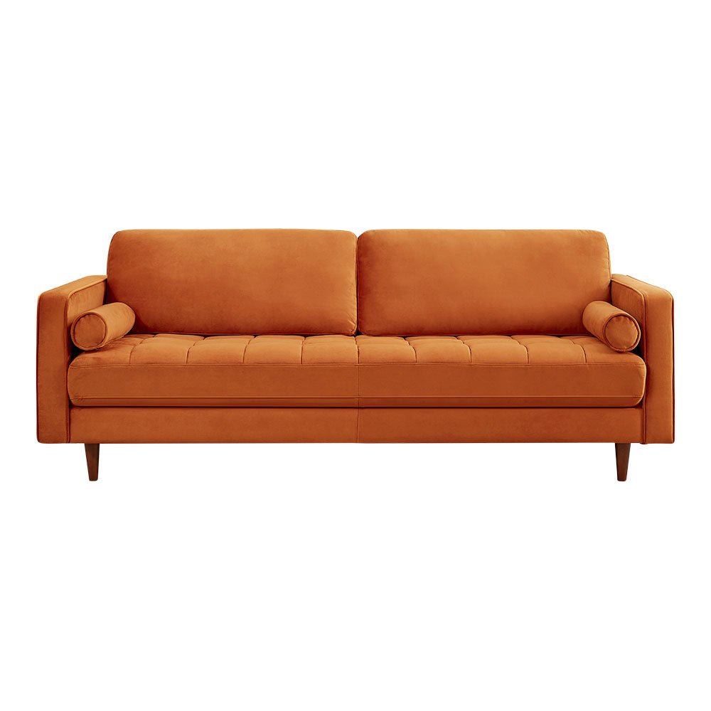 Daphne Burnt Orange Velvet Modern Sofa - MidinMod