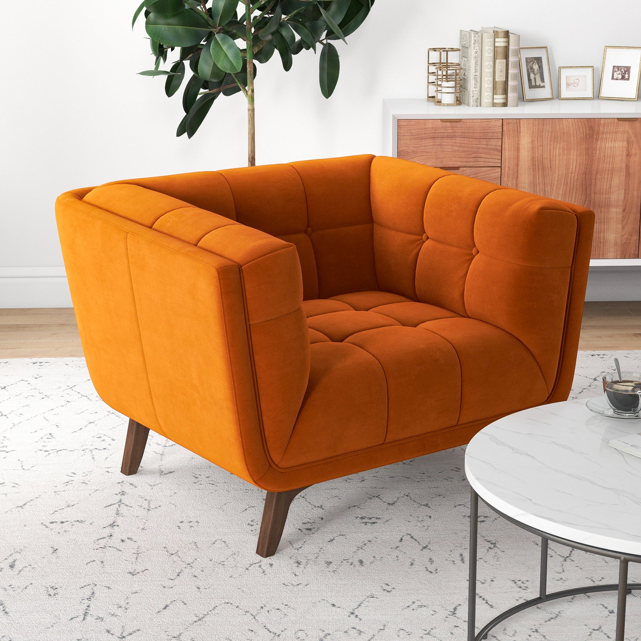 Kano Burnt Orange Velvet Lounge Chair