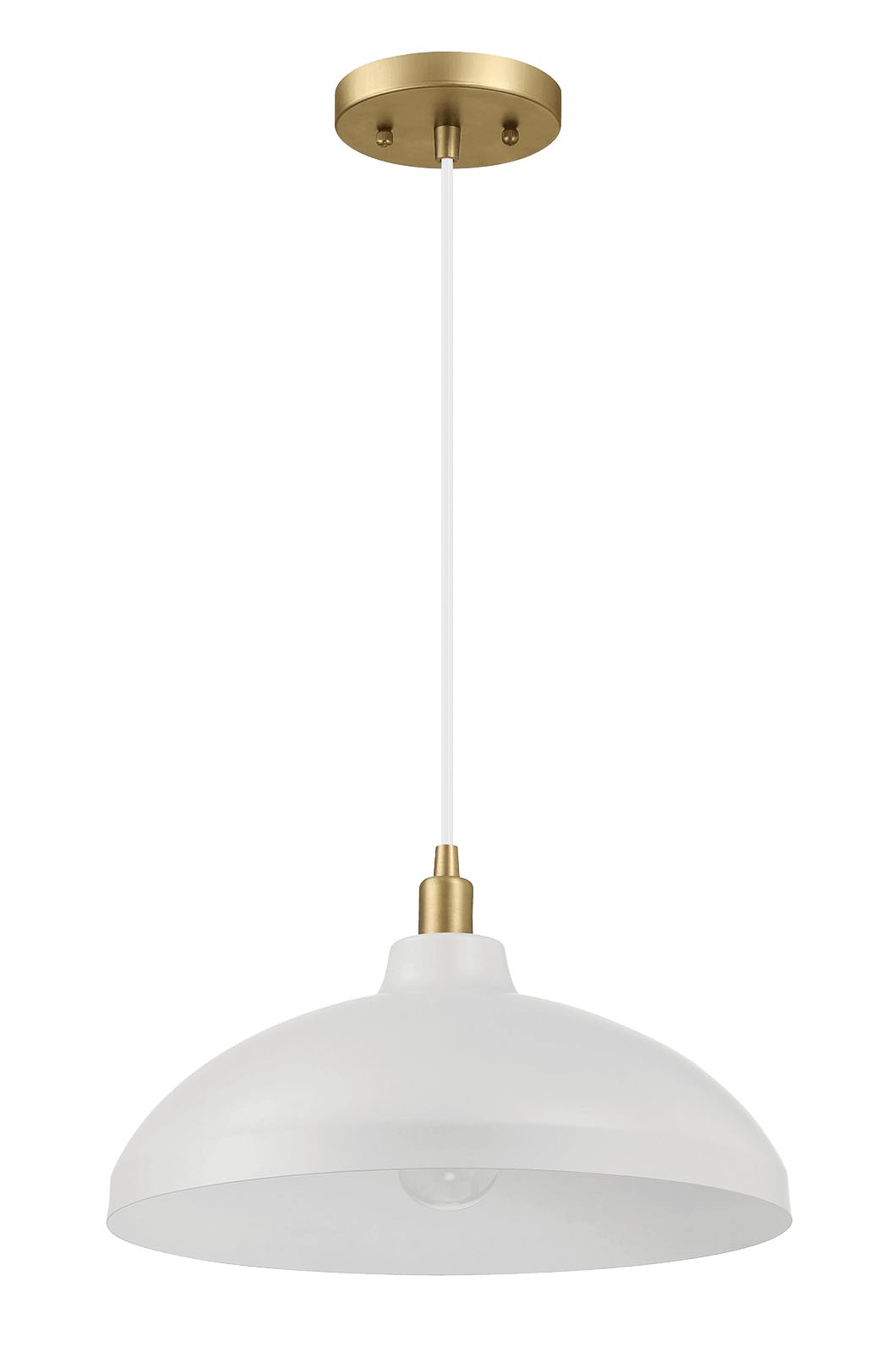 Astral Single Light White Pendant Lamp with Golder Brass Finish for Entrance Kitchen Island 14"D × 8"H - MidinMod Houston Tx Mid Century Furniture Store - Ceiling Lamp 1