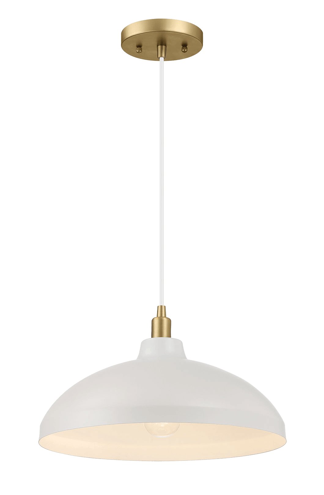 Astral Single Light White Pendant Lamp with Golder Brass Finish for Entrance Kitchen Island 14"D × 8"H - MidinMod Houston Tx Mid Century Furniture Store - Ceiling Lamp 2