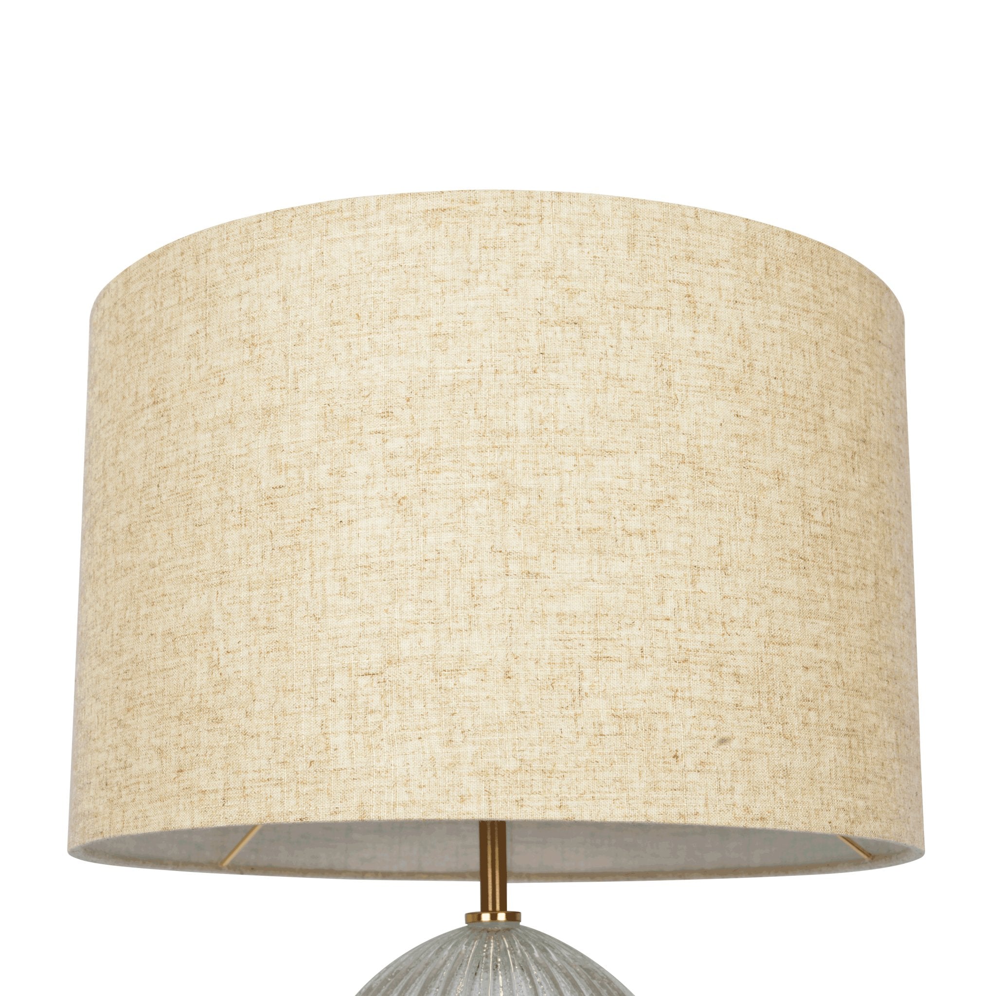 Aurora Ribbed Glass Lamp Base Clear Table Lamp Large Linen Shade - MidinMod