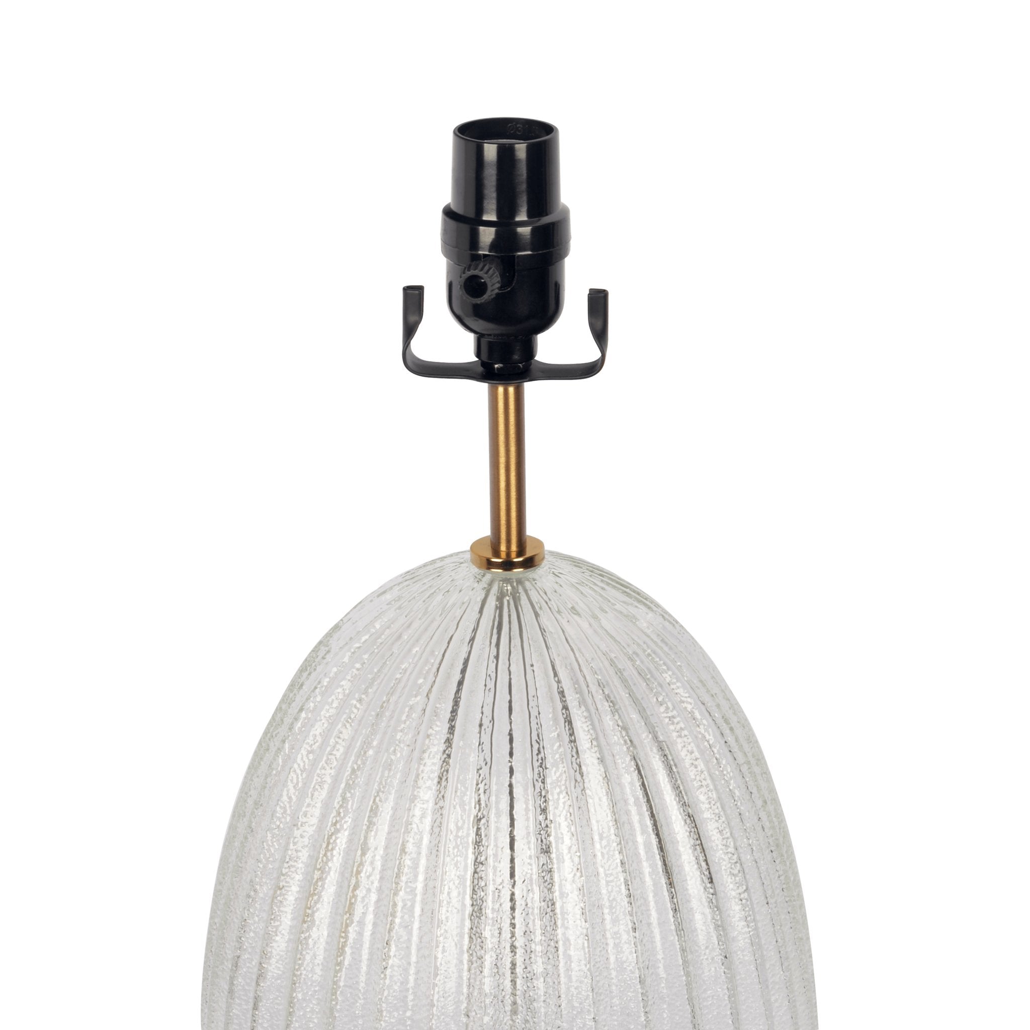 Aurora Ribbed Glass Lamp Base Clear Table Lamp Large Linen Shade - MidinMod