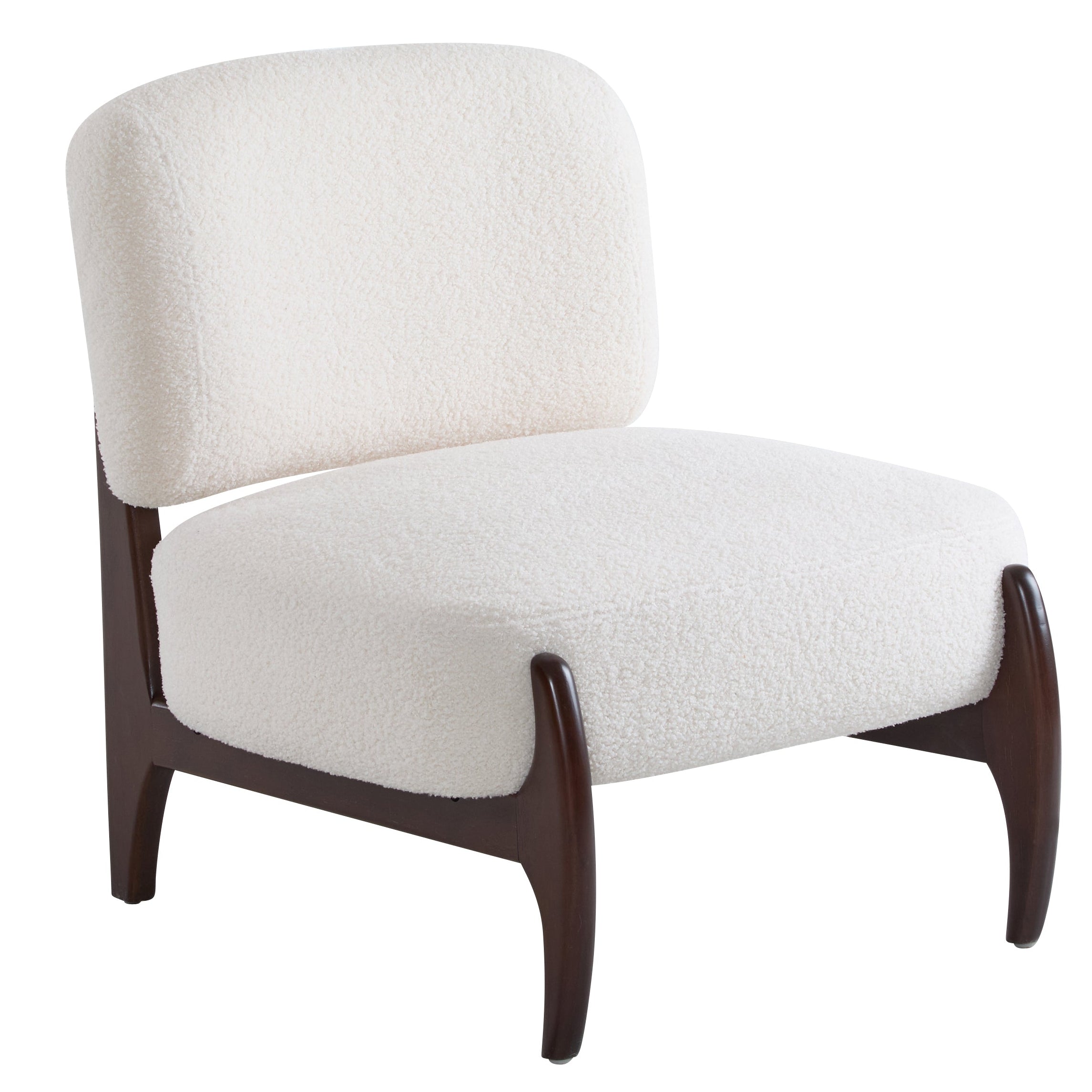 Easton Beige Modern Boucle Lounge Chair with Solid Wood Frame