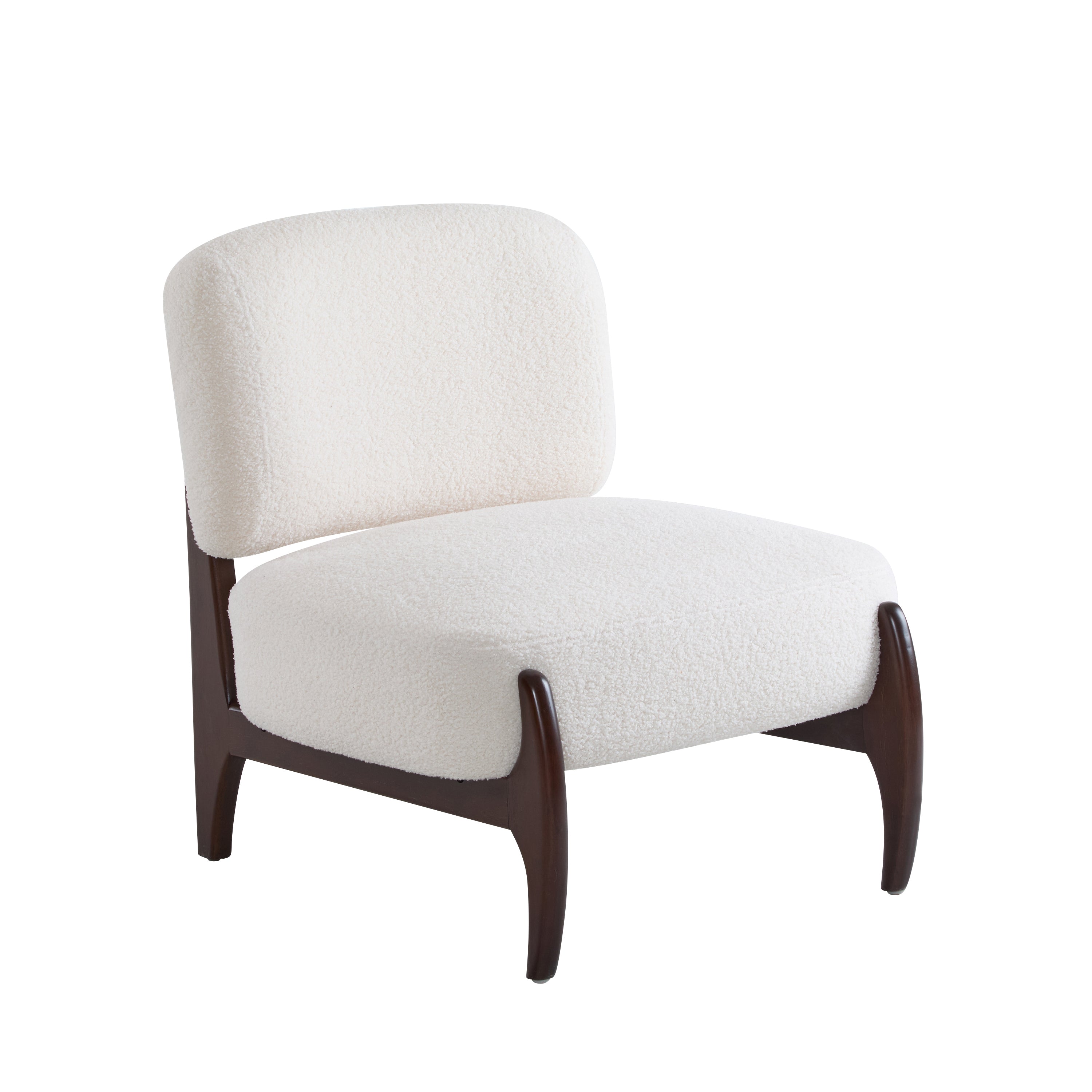 Easton Beige Modern Boucle Lounge Chair with Solid Wood Frame
