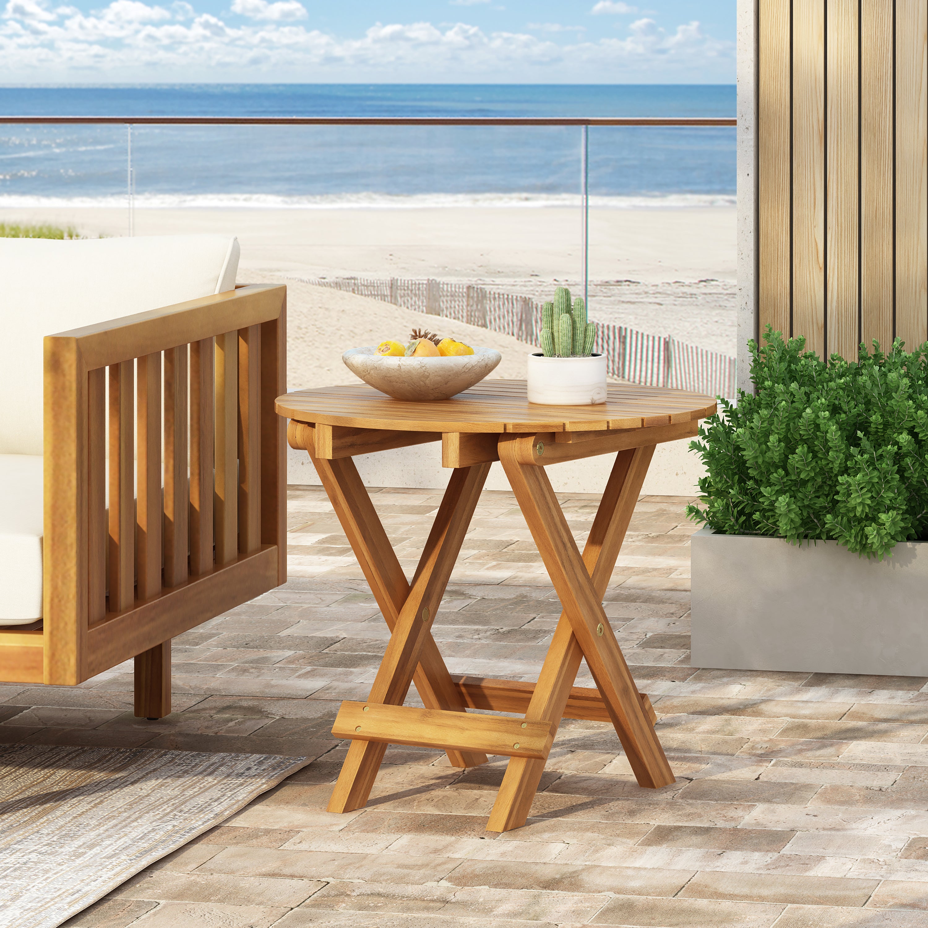 Installation Outdoor Side Table Adjustable Back