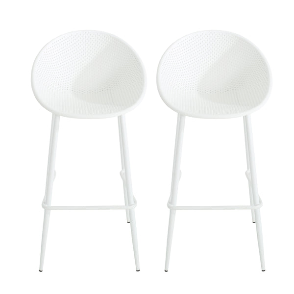 Gable Outdoor Bar Stool Set Outdoor Seating - White