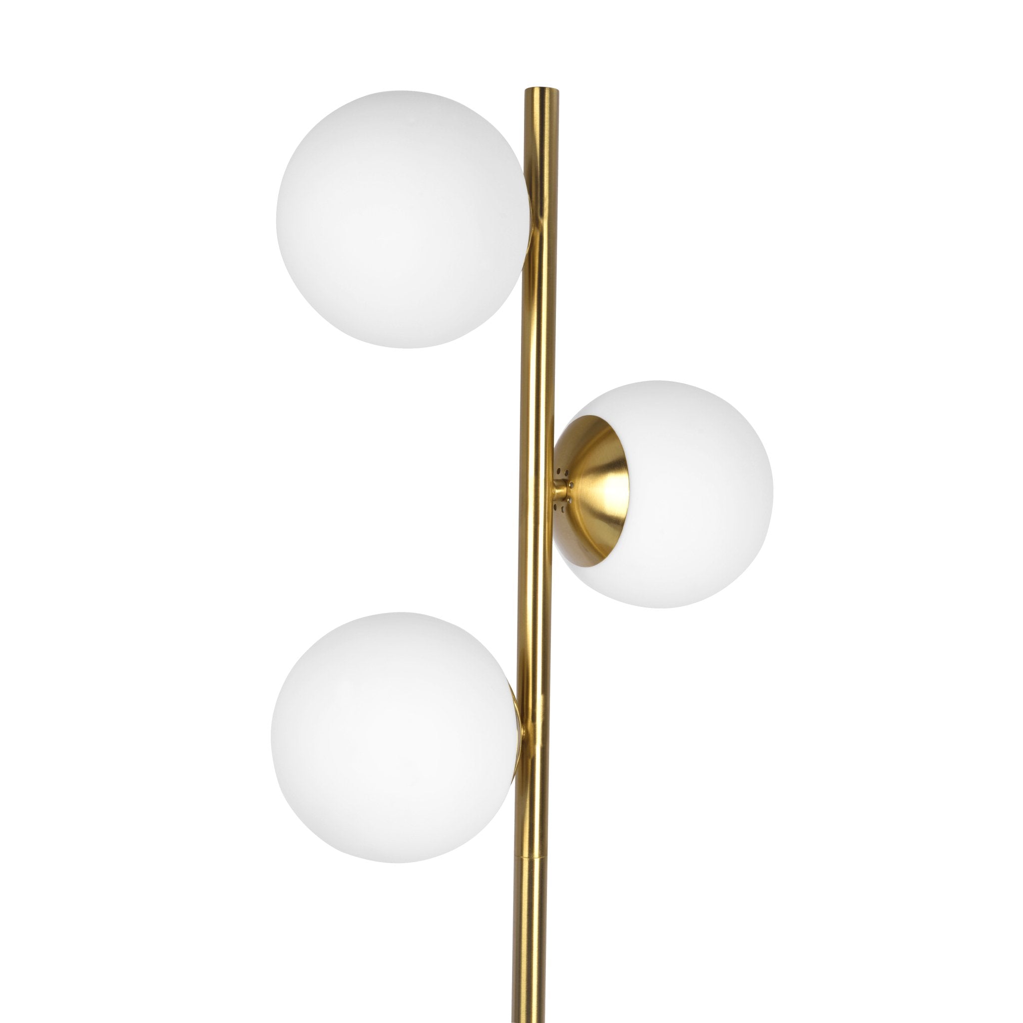 Brilliance Modern Gold Brush Floor Lamp, Opal Glass Shades and Round Metal Base - MidinMod