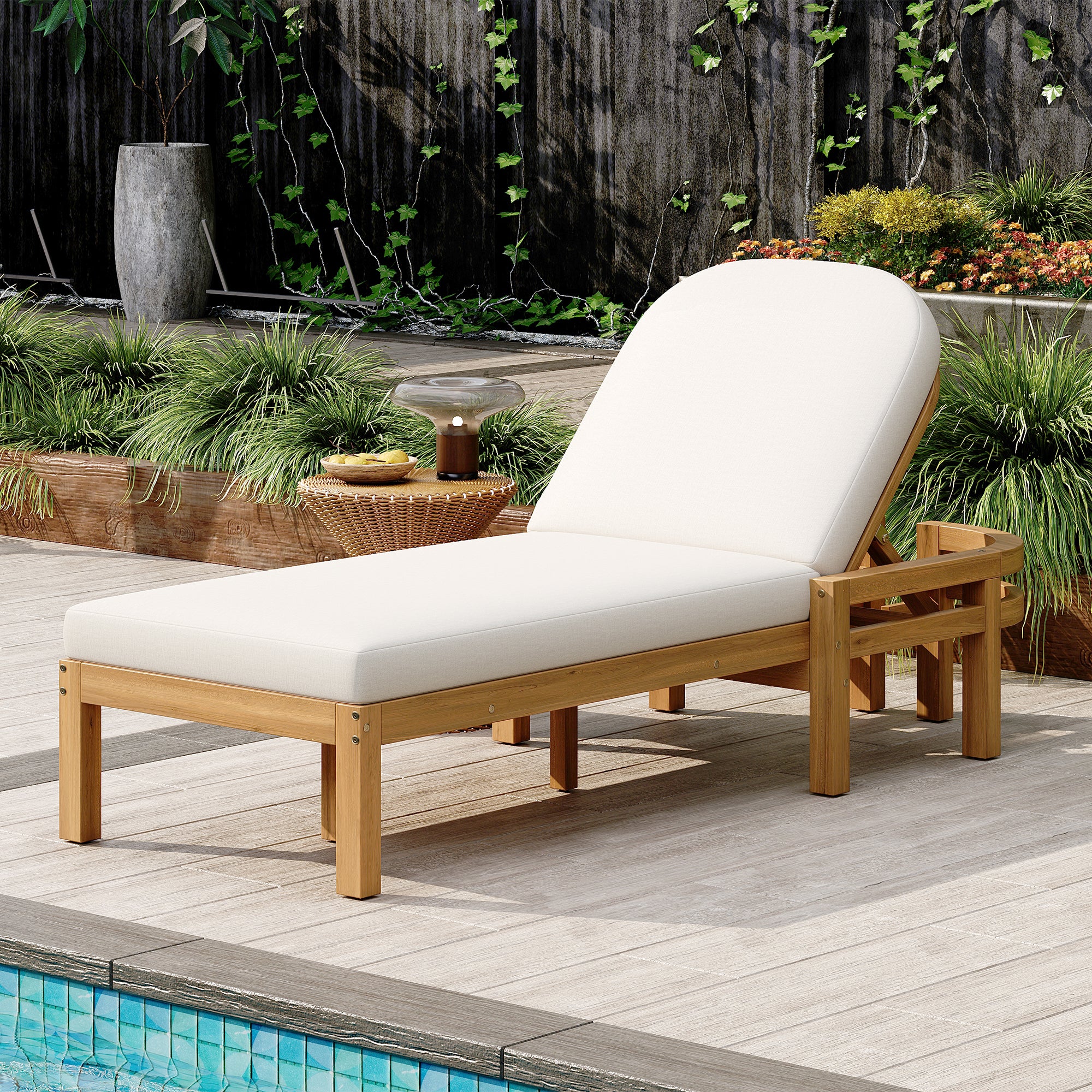 Trexm Outdoor Chaise Lounge Adjustable Back