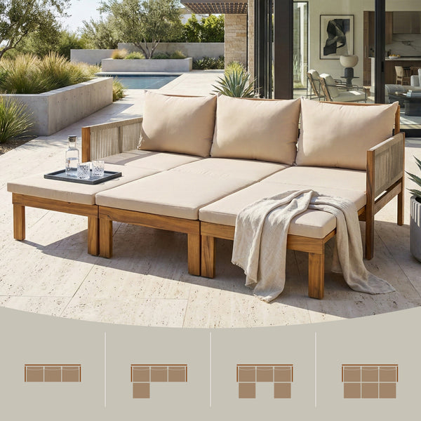 Daybed Outdoor Canopy Daybed Cushioned Seating - Brown