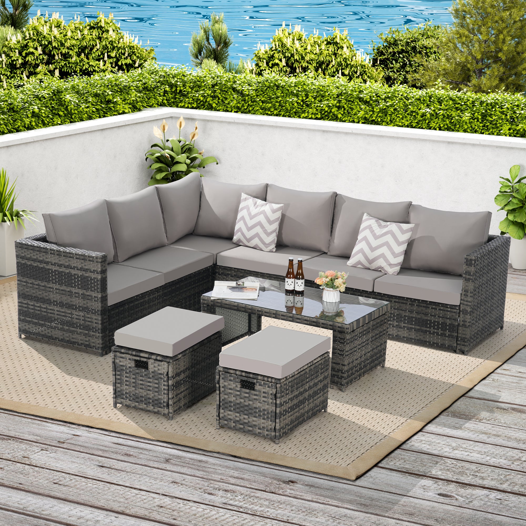 Outdoor Sofa Set Cushioned Seating