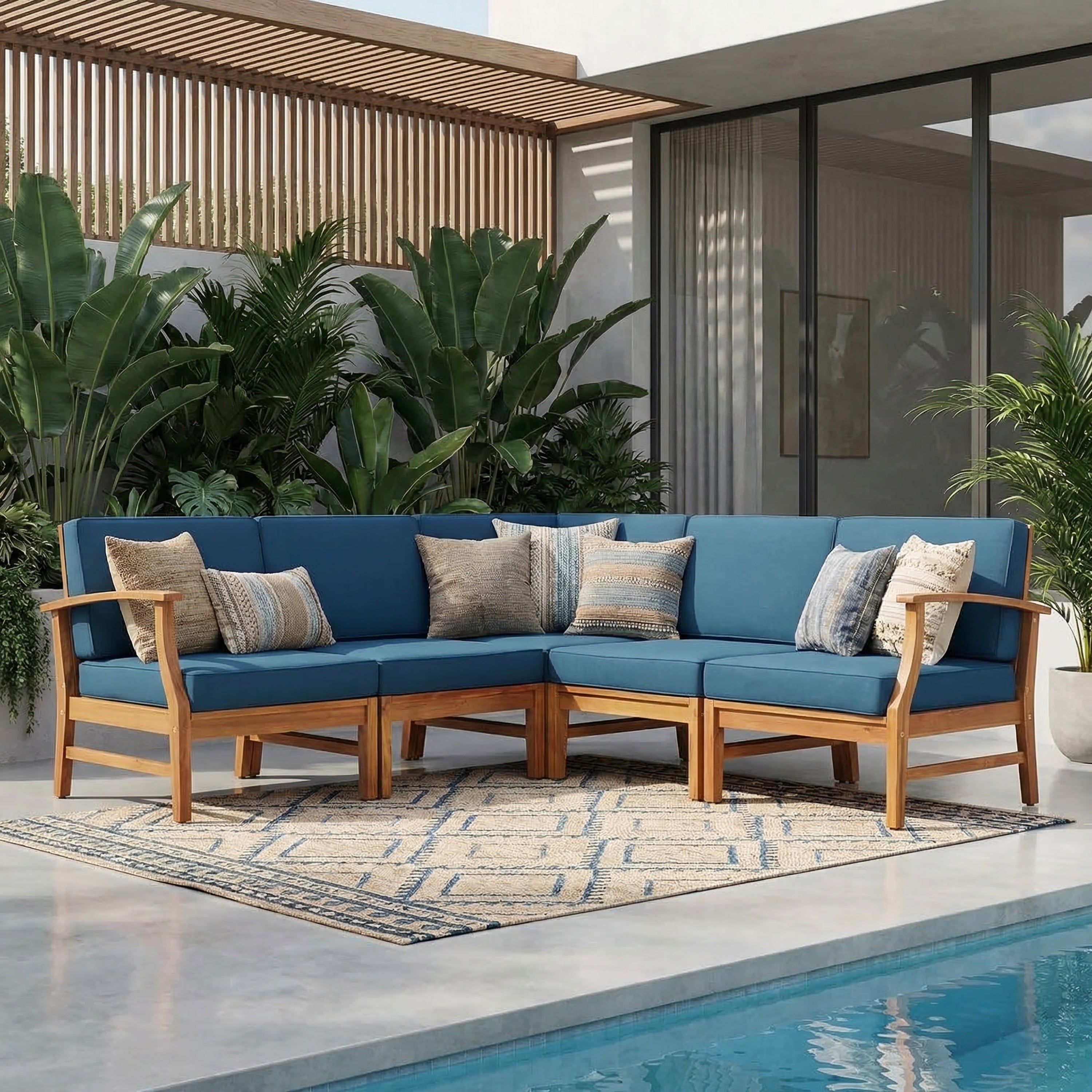 Perla Outdoor Sofa Set Patio Seating - Blue