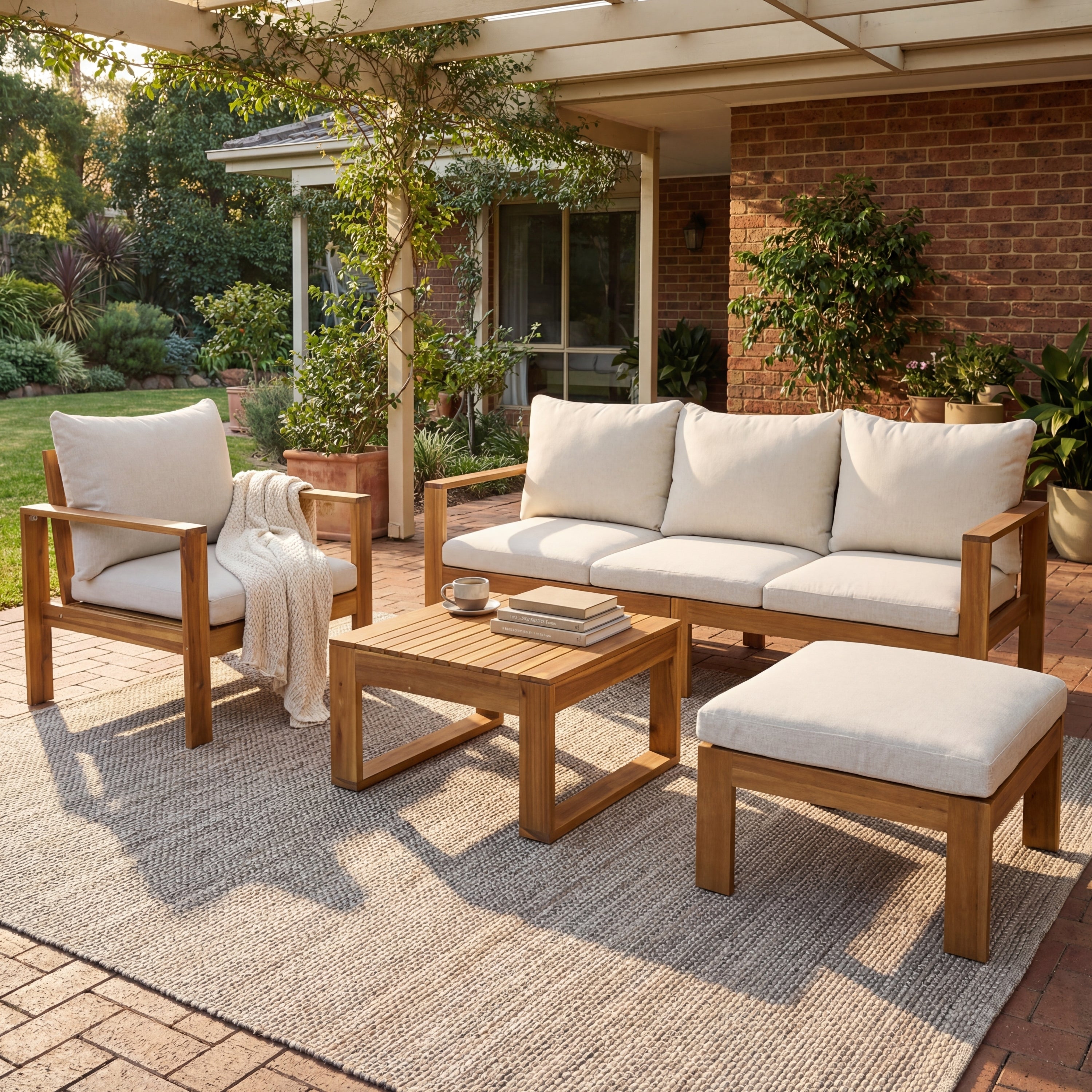 Pcs Outdoor Sectional Set Acacia Wood