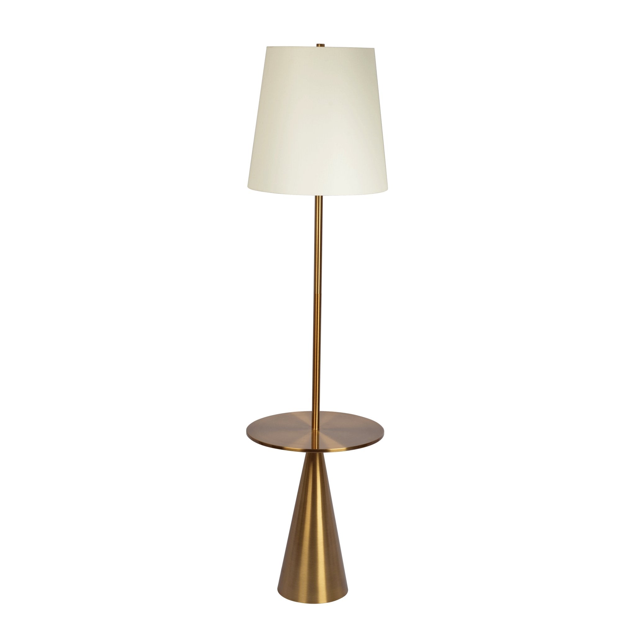 Celestial Modern Floor Lamp with Brass Accent Table with Large White Shade - MidinMod